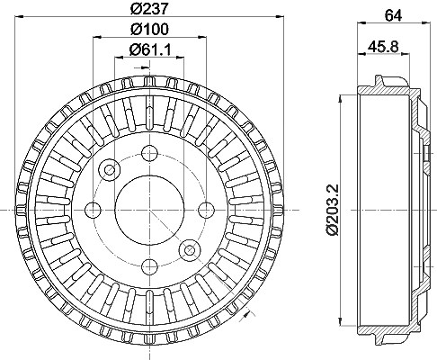 Hella 1x Bremstrommel [Hersteller-Nr. 8DT355303-261] für Dacia, Smart, Renault