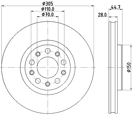 Hella 1x Bremsscheibe [Hersteller-Nr. 8DD355133-701] für Alfa Romeo