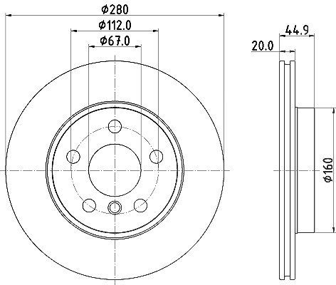 Hella 1x Bremsscheibe [Hersteller-Nr. 8DD355132-541] für BMW