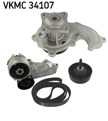 Skf Wasserpumpe + Keilrippenriemensatz [Hersteller-Nr. VKMC34107] für Ford
