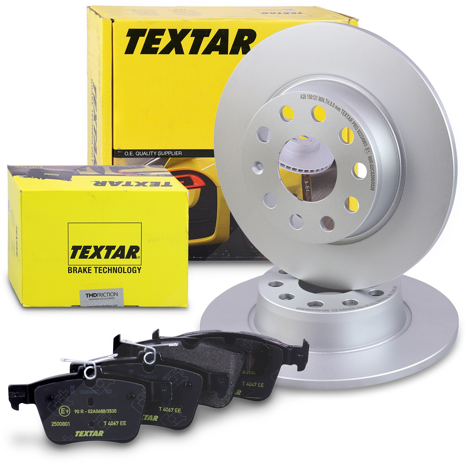 Textar Bremsscheiben + Bremsbeläge hinten [Hersteller-Nr. 40379351] für Seat, Skoda, Cupra, VW, Audi
