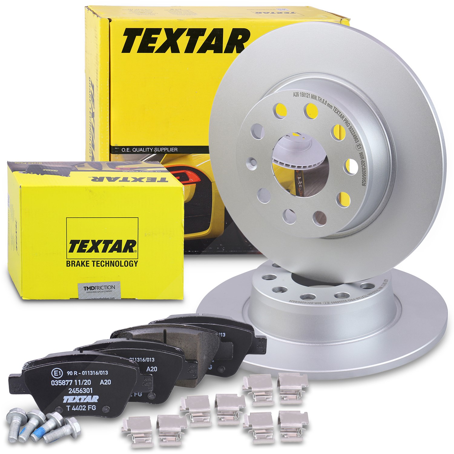 Textar Bremsscheiben + Bremsbeläge hinten [Hersteller-Nr. 40379352] für Seat, Skoda, VW, Audi