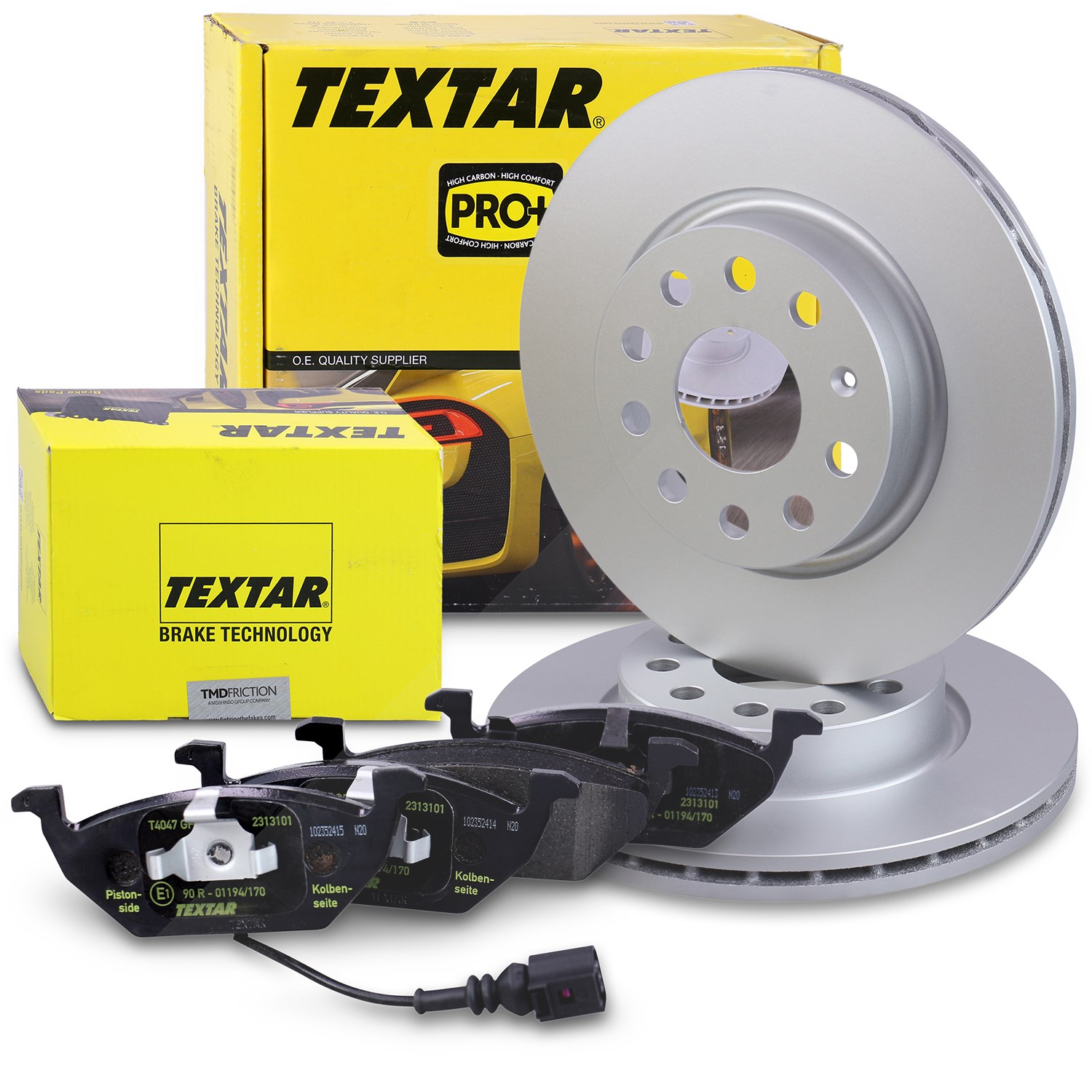 Textar Bremsscheiben + Bremsbeläge mit VWK vorne [Hersteller-Nr. 40379449] für VW, Skoda, Seat, Audi