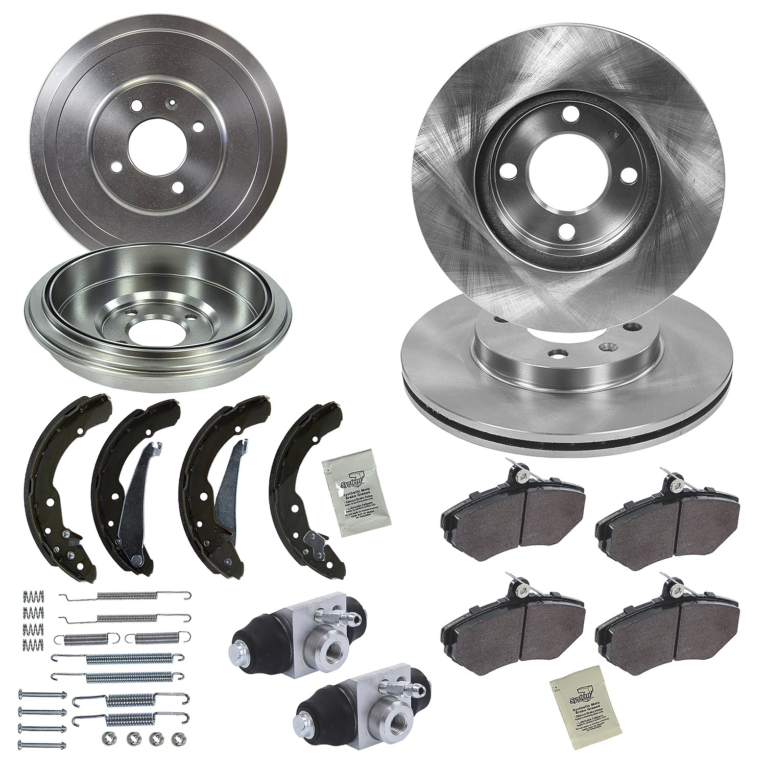 Bestprice Komplettset Bremsscheiben+Bremsbeläge Vorne+Hinten [Hersteller-Nr. 10605328] für Seat, VW