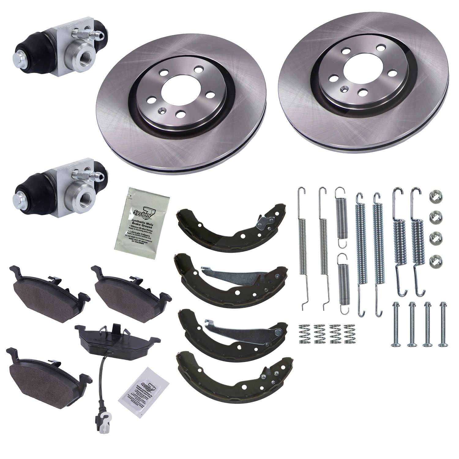 Bestprice Komplettset Bremsscheiben+Bremsbeläge Vorne+Hinten [Hersteller-Nr. 10605329] für Skoda