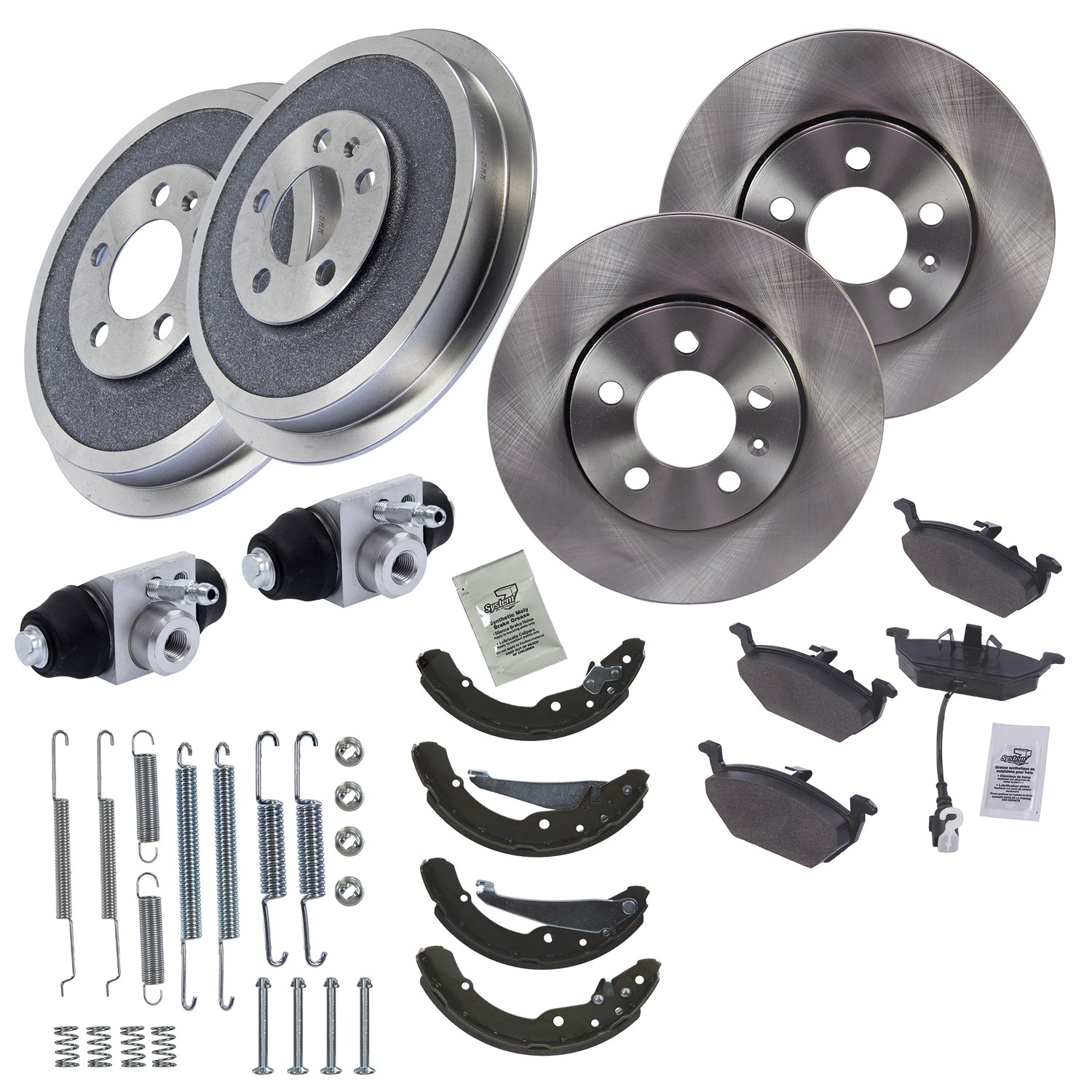 Bestprice Komplettset Bremsscheiben+Bremsbacken Vorne+Hinten [Hersteller-Nr. 10605331] für Skoda