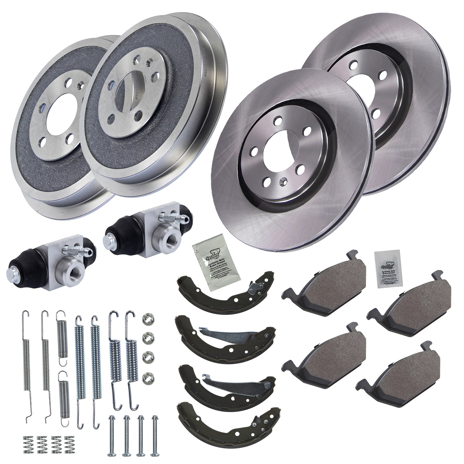 Bestprice Komplettset Bremsscheiben+Bremsbacken Vorne+Hinten [Hersteller-Nr. 10605334] für Skoda