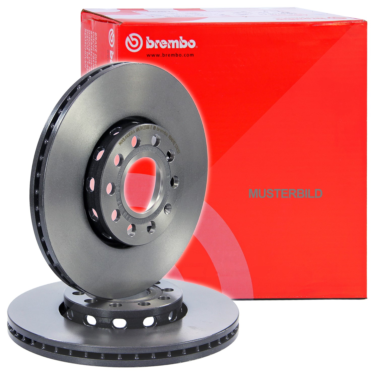 Brembo 2x Bremsscheibe belüftet vorne [Hersteller-Nr. 10698084] für VW, Porsche