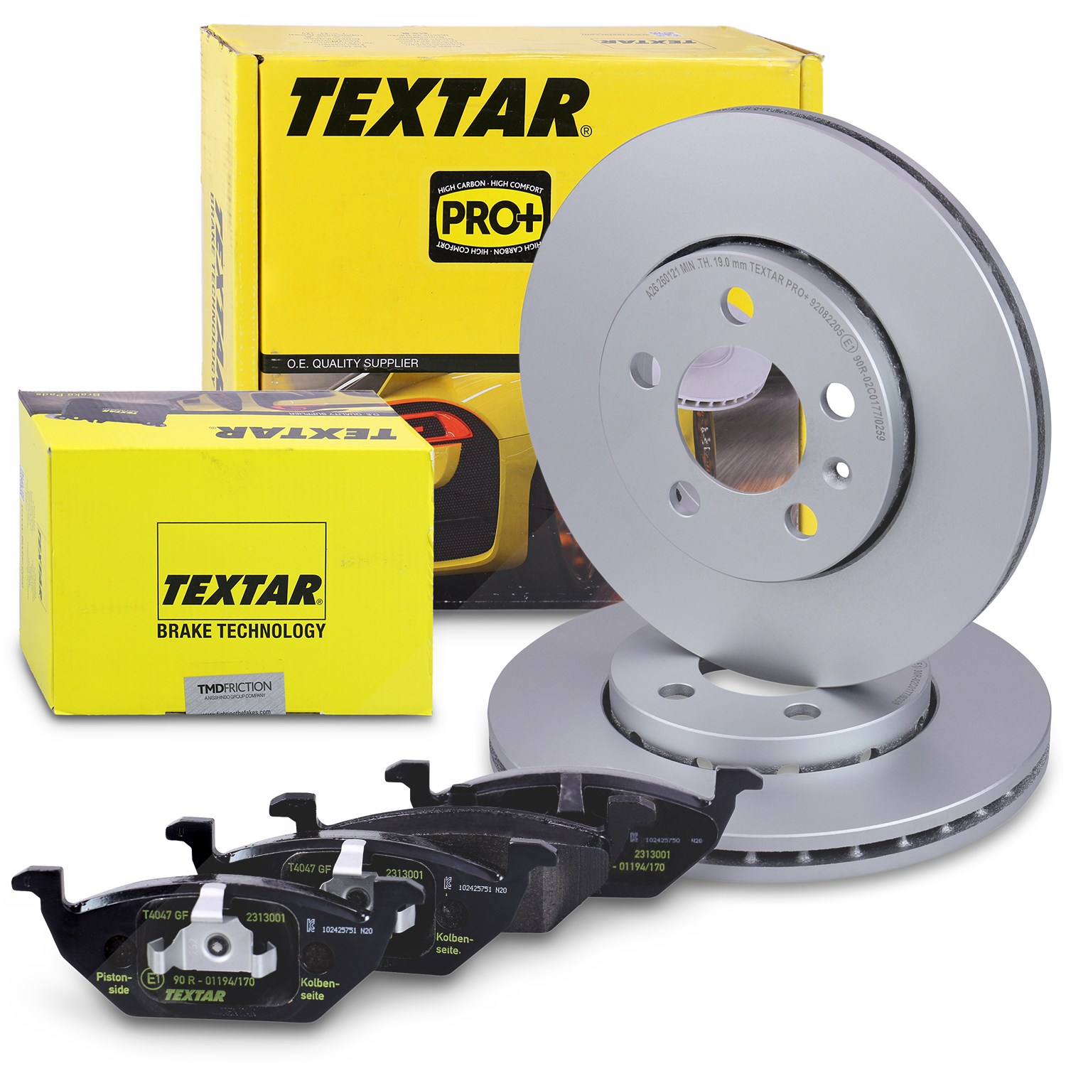 Textar Bremsscheiben + Bremsbeläge vorne [Hersteller-Nr. 40379507] für Seat, Audi, VW, Streetscooter, Skoda