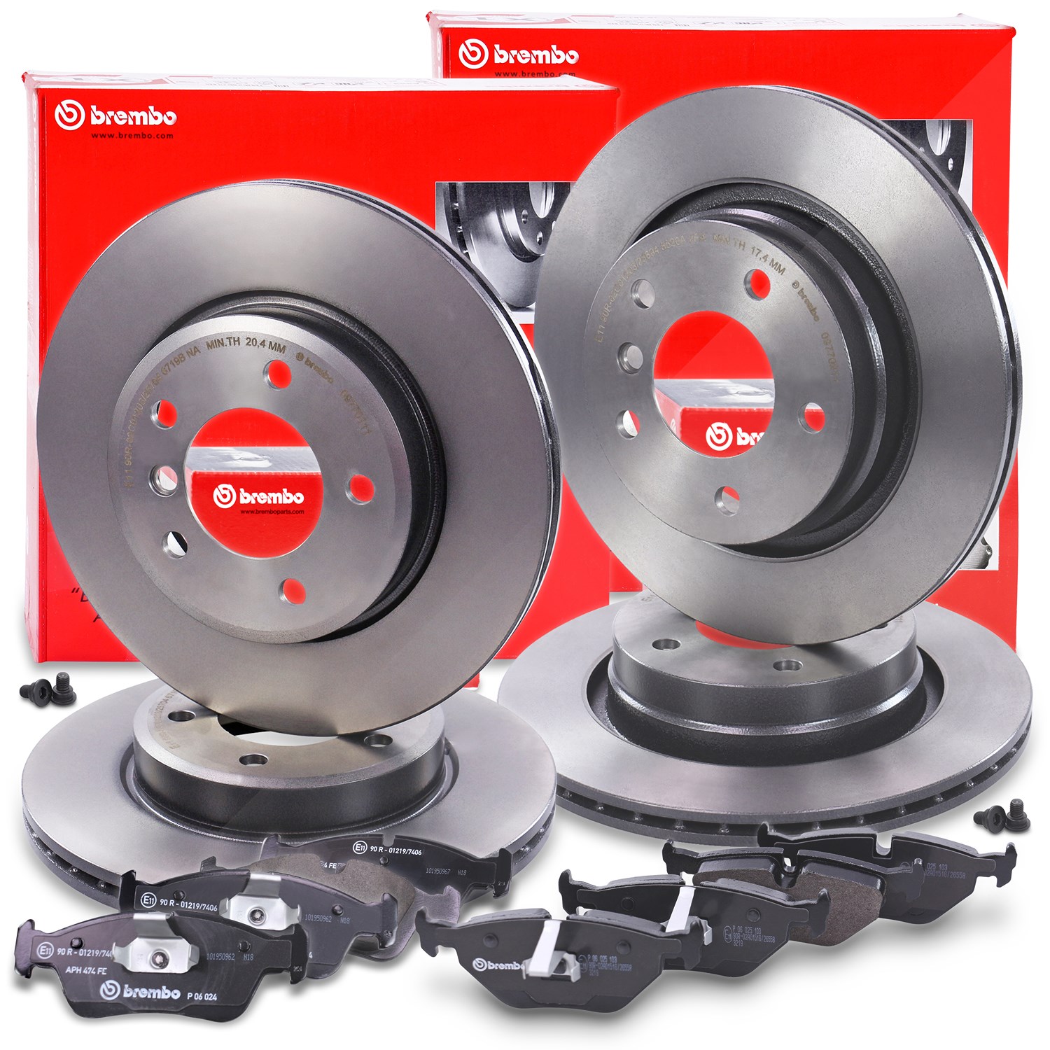 Brembo Bremsscheiben +Bremsbeläge vorne+hinten [Hersteller-Nr. 40436541] für BMW