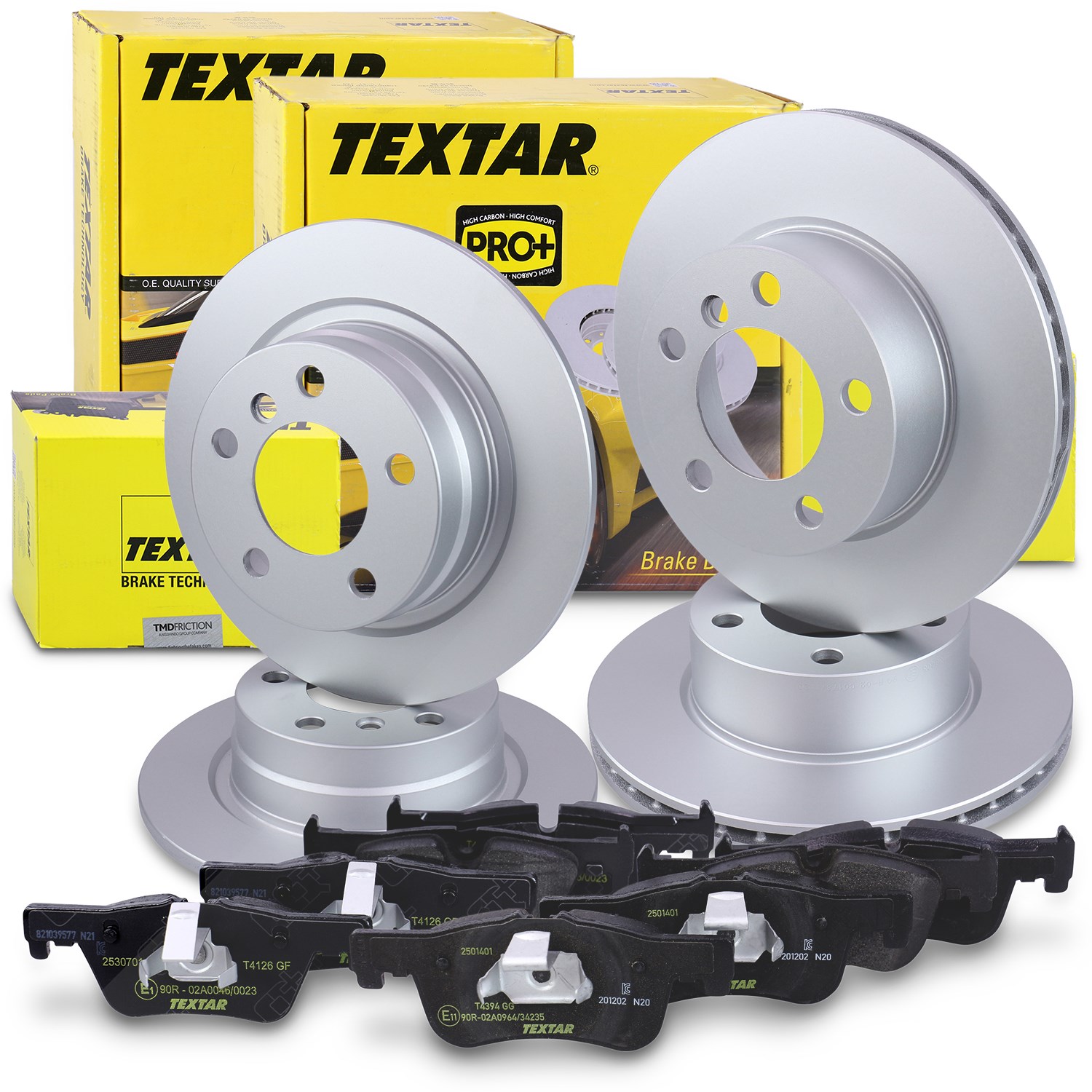 Textar Bremsscheiben +Bremsbeläge vorne+hinten [Hersteller-Nr. 40391321] für BMW