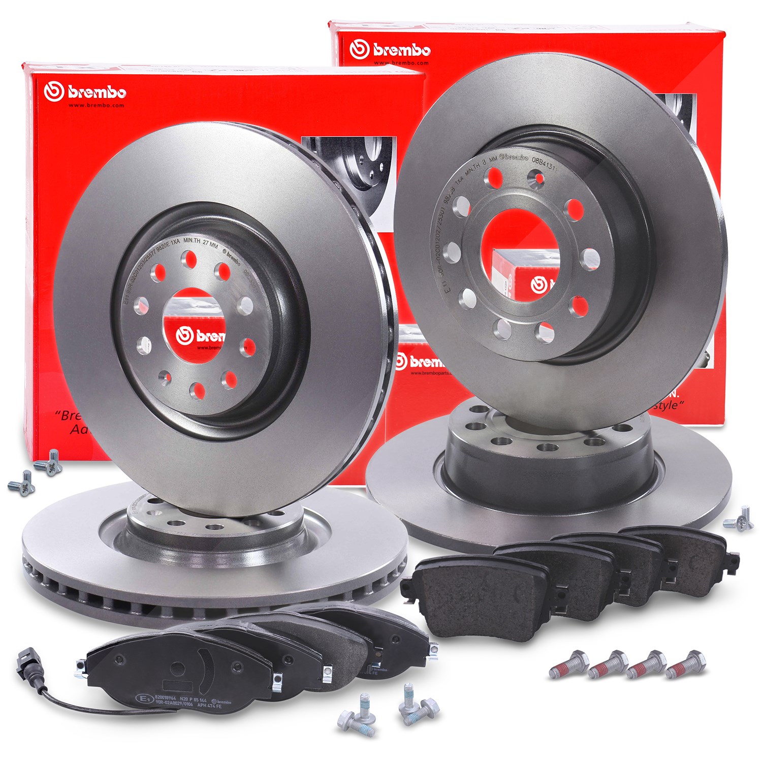 Brembo Bremsscheiben +Bremsbeläge vorne+hinten [Hersteller-Nr. 40435367] für Skoda