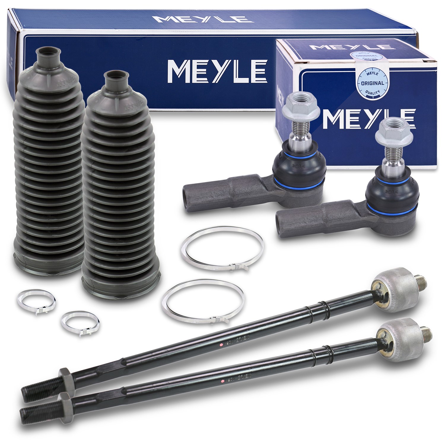 Meyle 2x Spurstangen +2x Spurstangenköpfe +2x Lenkmanschetten [Hersteller-Nr. 40398332] für VW, Mercedes-Benz