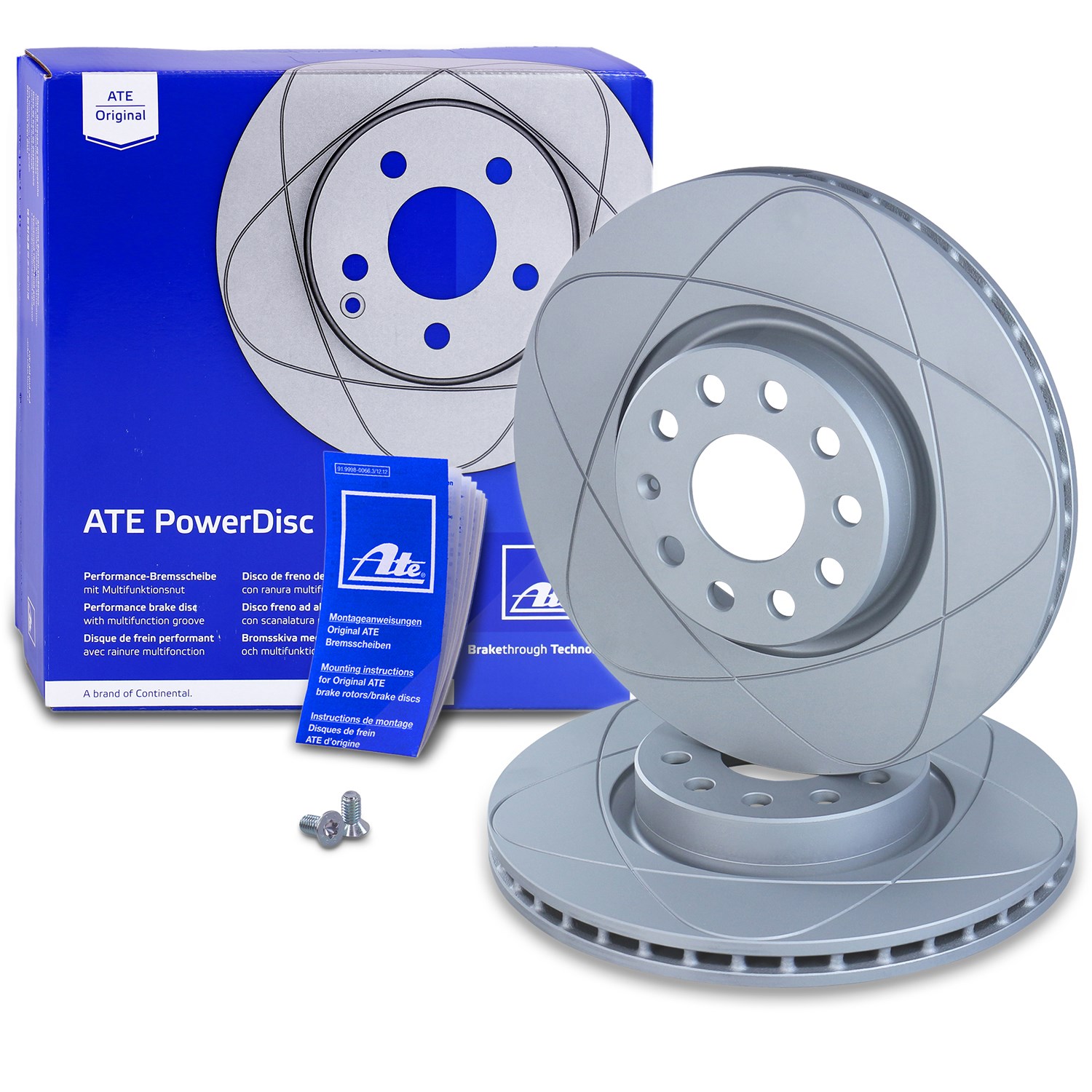 Ate 2x Power Disc Bremsscheibe Vorne Belüftet [Hersteller-Nr. 24.0325-0158.1] für Audi, Skoda, Seat, VW