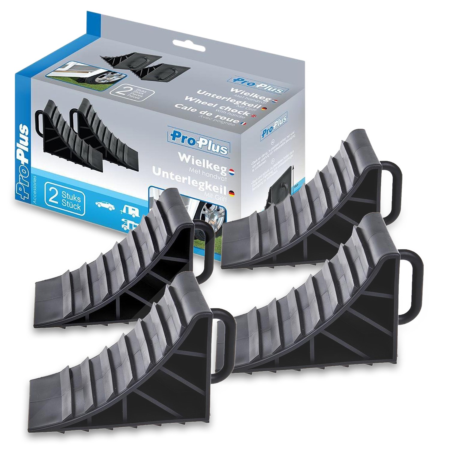 Proplus 2x Unterlegkeil Kunststoff mit Griff Set von 2 Stück (4 Stück) [Hersteller-Nr. 341347]
