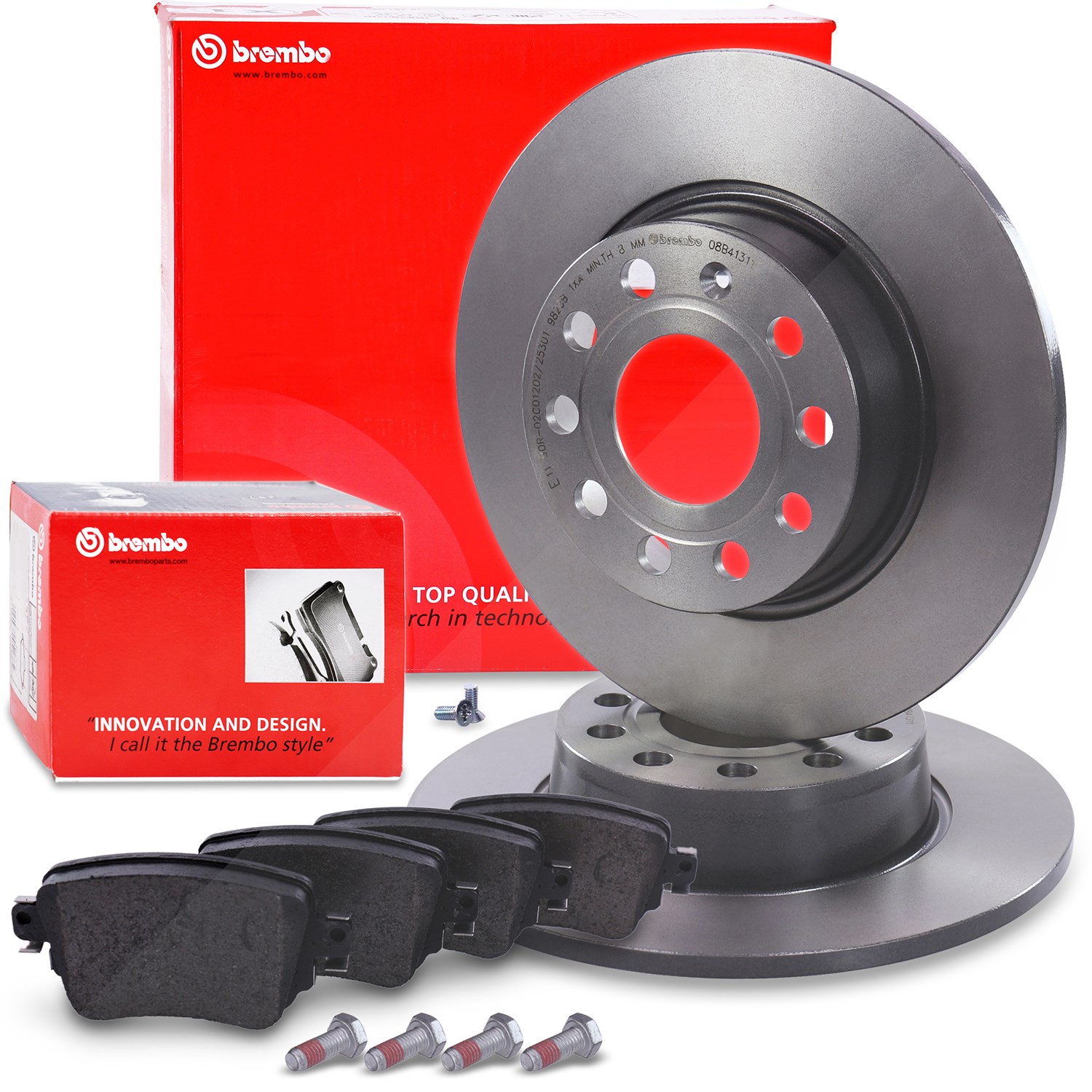 Brembo Bremsscheiben Coated Disc+Bremsbeläge Hinten [Hersteller-Nr. 10702277] für Seat, Audi, Skoda