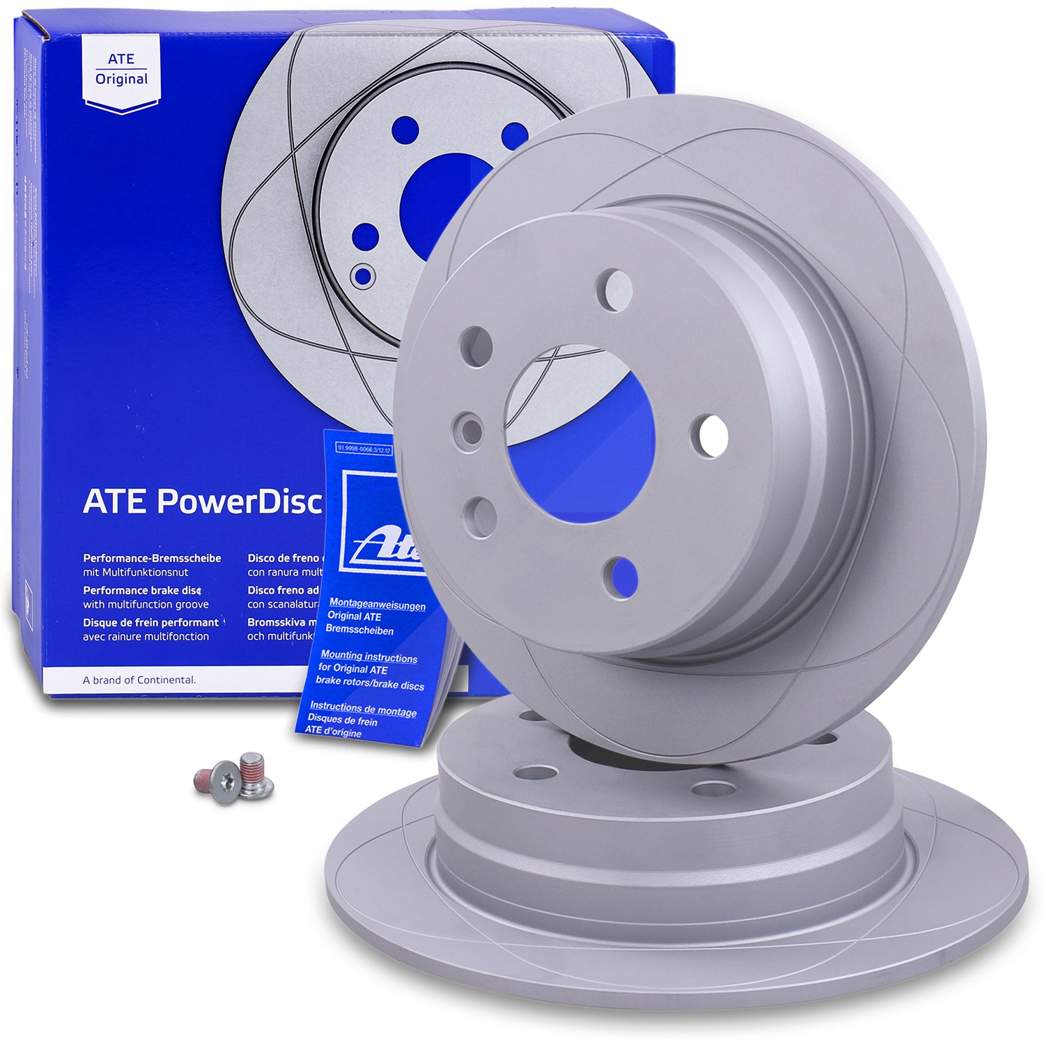 Ate 2x Power Disc Bremsscheibe Hinten Voll [Hersteller-Nr. 24.0308-0113.1] für Mercedes-Benz