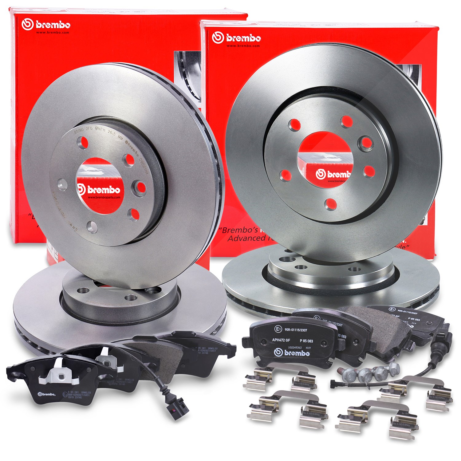 Brembo Bremsscheiben +Bremsbeläge mit WK vorne+hinten [Hersteller-Nr. 40436602] für VW