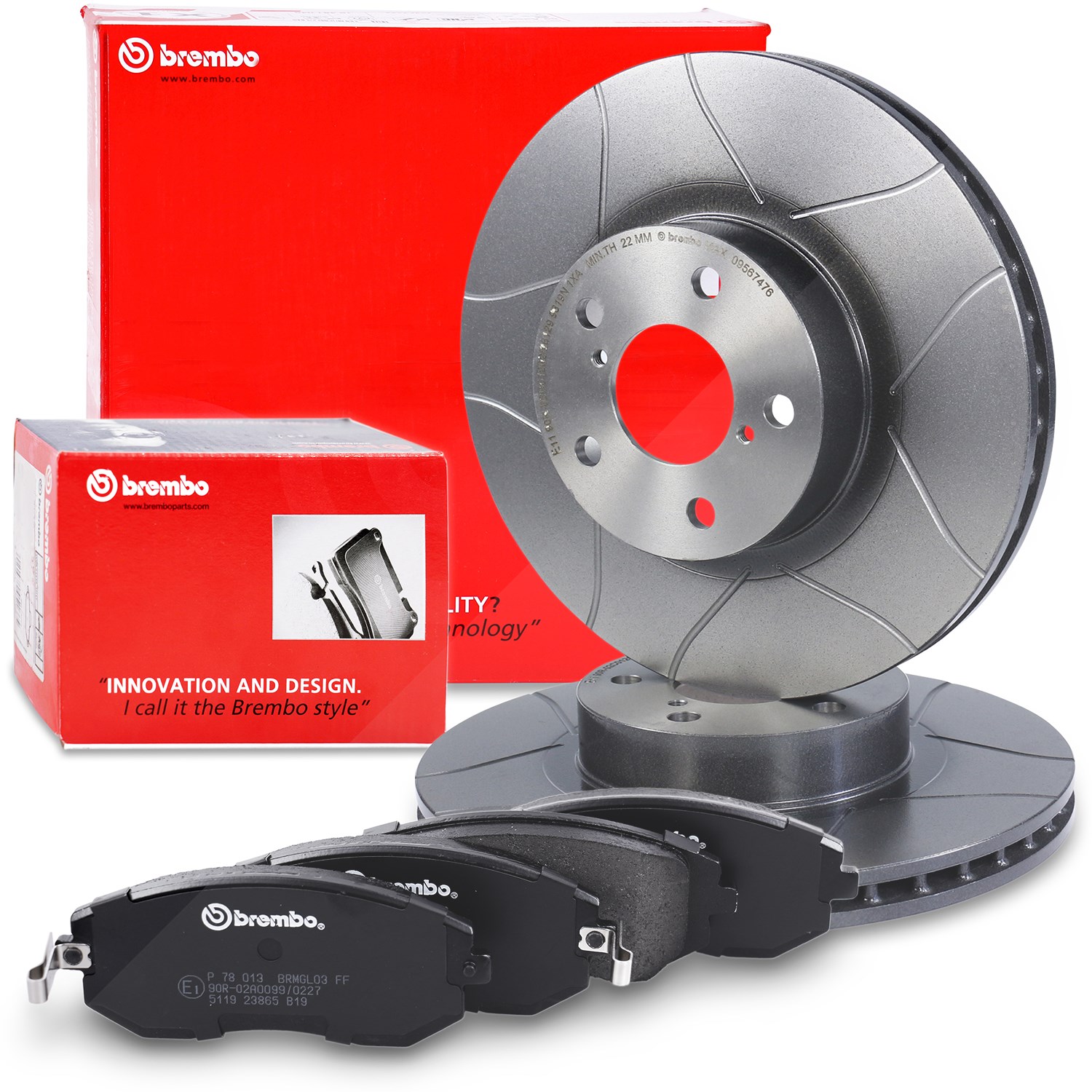 Brembo Bremsscheiben Sport Max+Bremsbeläge Vorne [Hersteller-Nr. 10698050] für Subaru