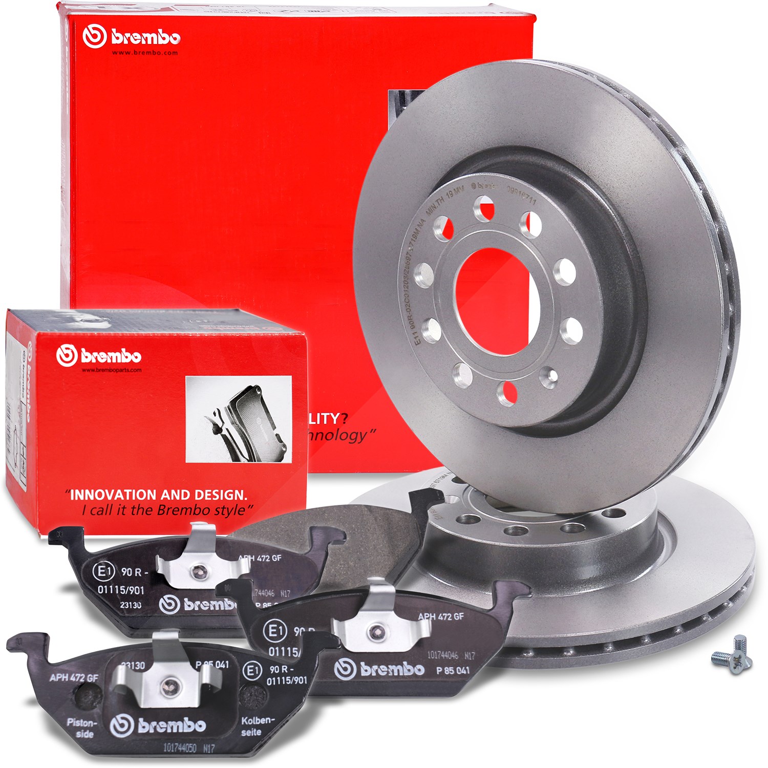 Brembo Bremsscheiben Coated+Bremsbeläge Vorne [Hersteller-Nr. 10697986] für VW