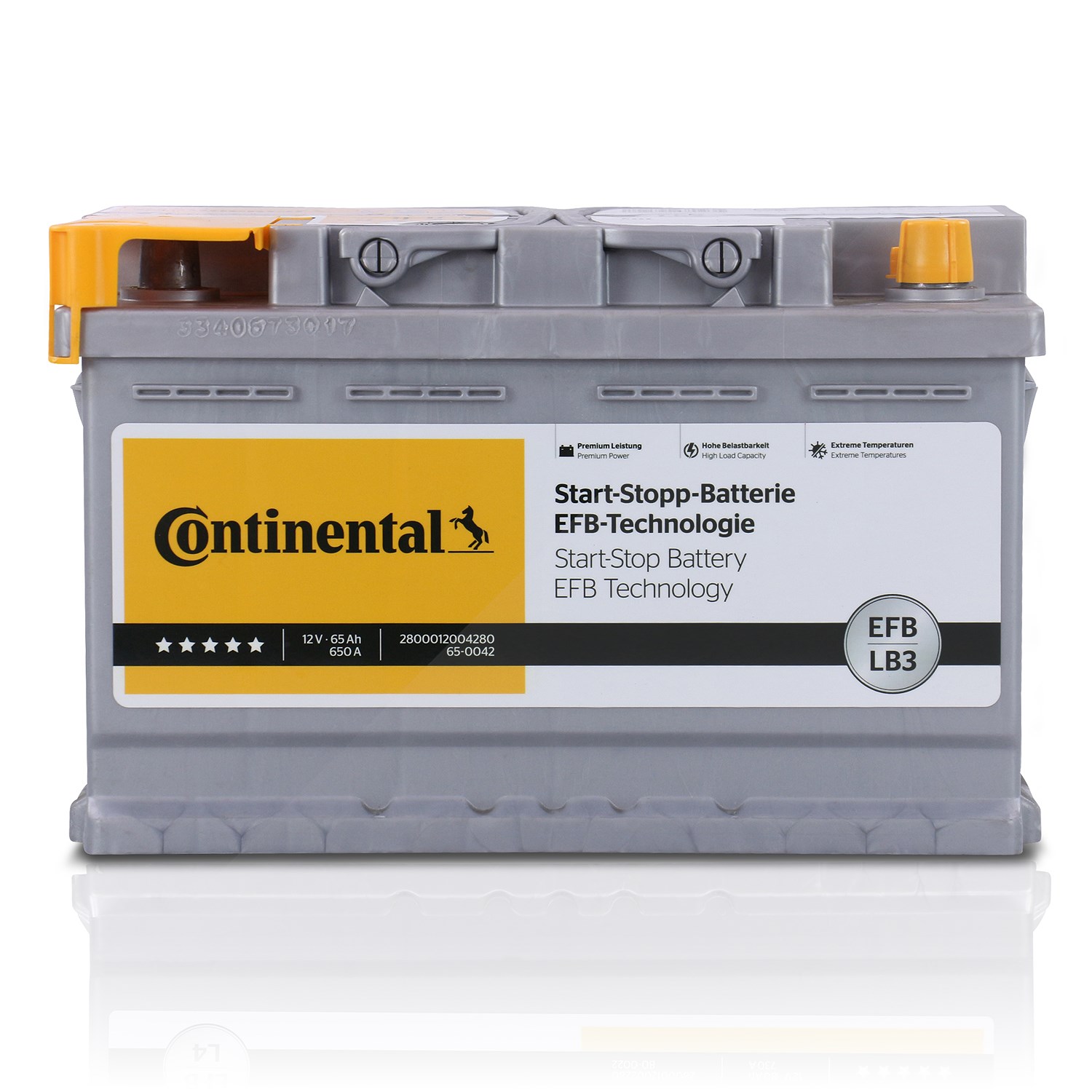 Continental Starterbatterie EFB LB3 65Ah 650A [Hersteller-Nr. 2800012004280] für Infiniti, VW, Toyota, Audi, Chevrolet, Abarth, Volvo, Jaguar, Mini, A