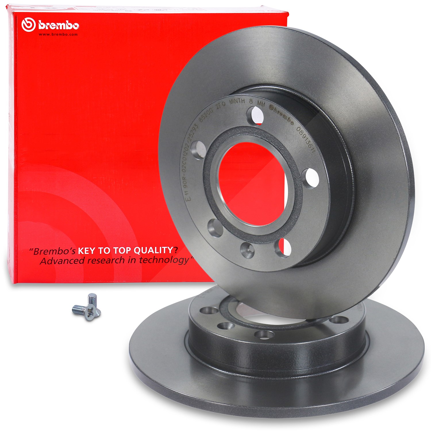 Brembo Coated Disc Bremsscheibe Hinten Voll [Hersteller-Nr. 08.9136.11] für Seat, Audi