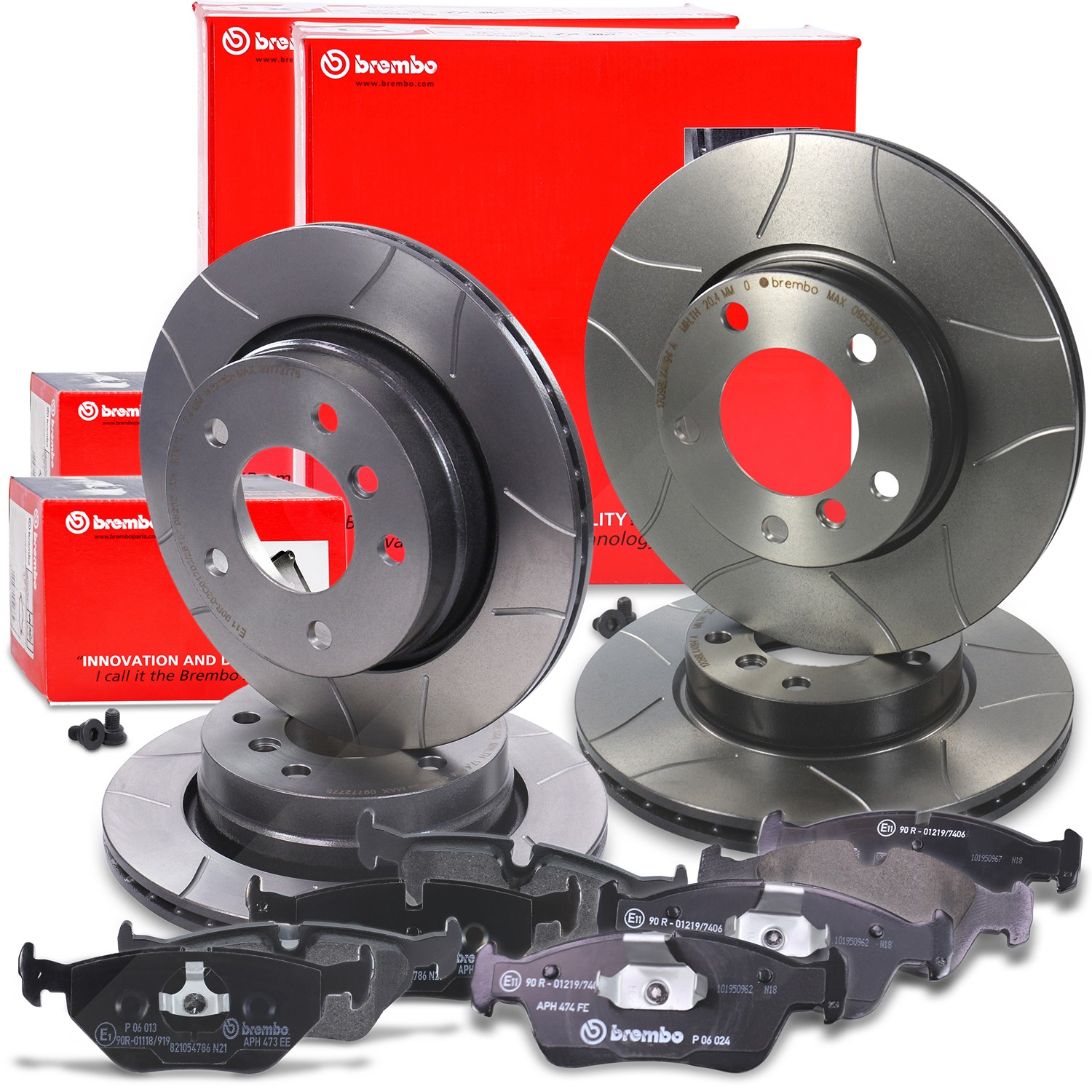 Brembo Bremsscheiben +Bremsbeläge vorne+hinten [Hersteller-Nr. 40436892] für BMW