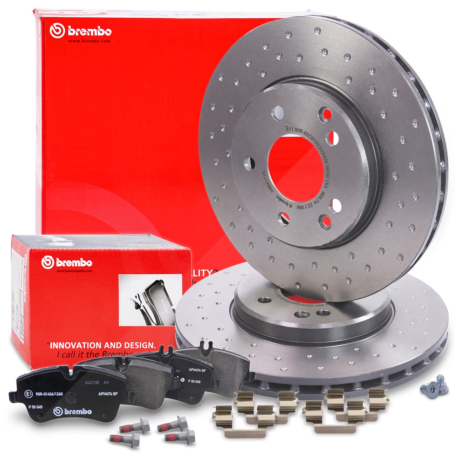 Brembo Bremsscheiben +Bremsbeläge vorne [Hersteller-Nr. 40436543] für Mercedes-Benz