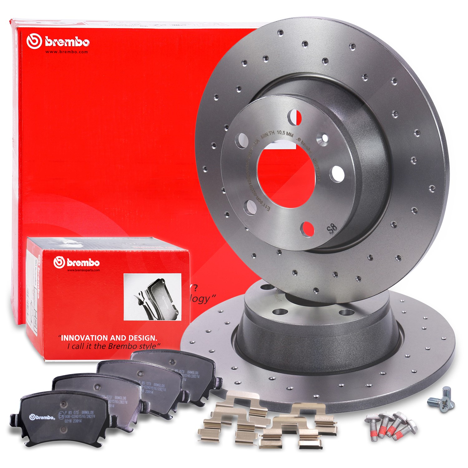 Brembo Bremsscheiben +Bremsbeläge hinten [Hersteller-Nr. 40436658] für Audi