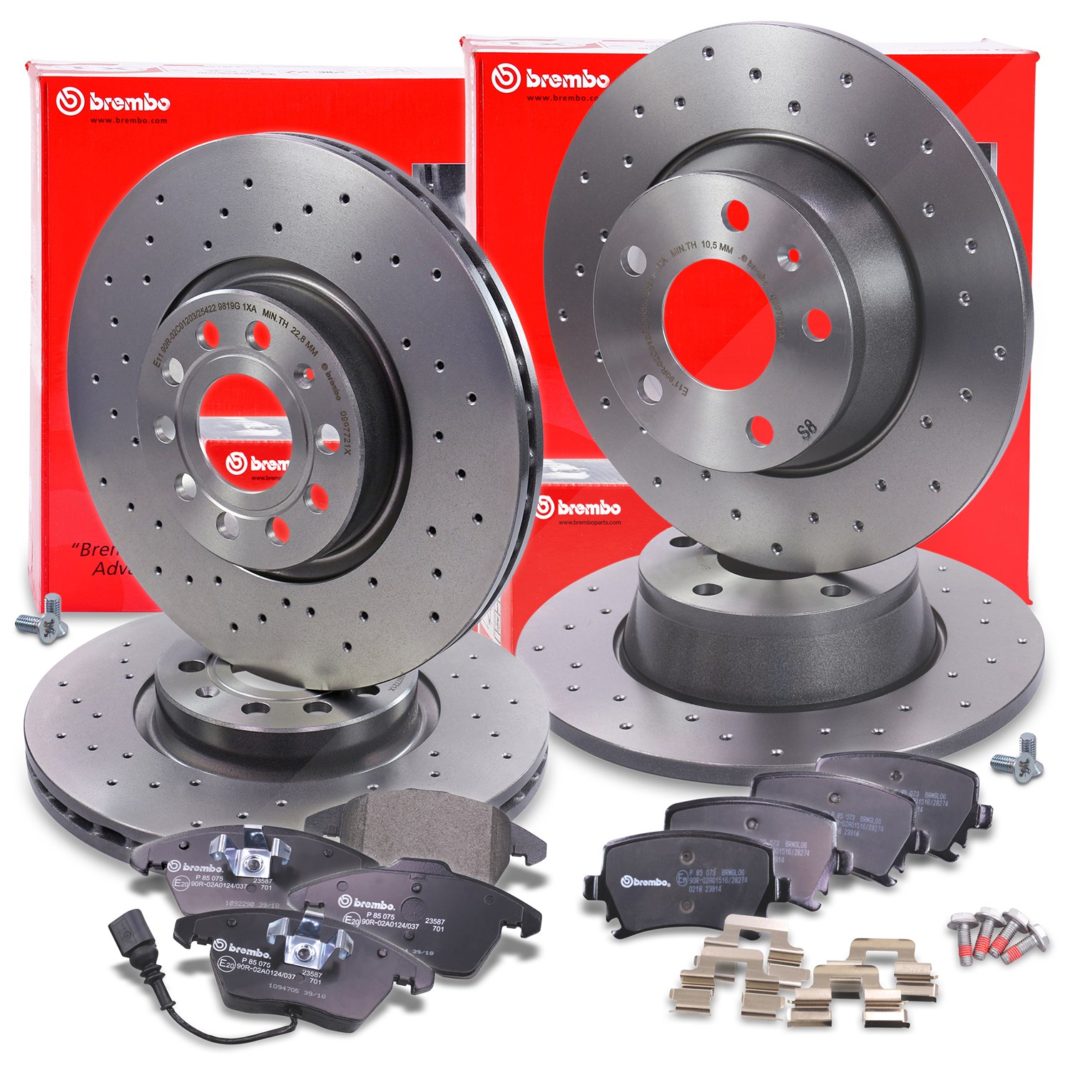 Brembo Bremsscheiben +Bremsbeläge vorne+hinten [Hersteller-Nr. 40436674] für Audi