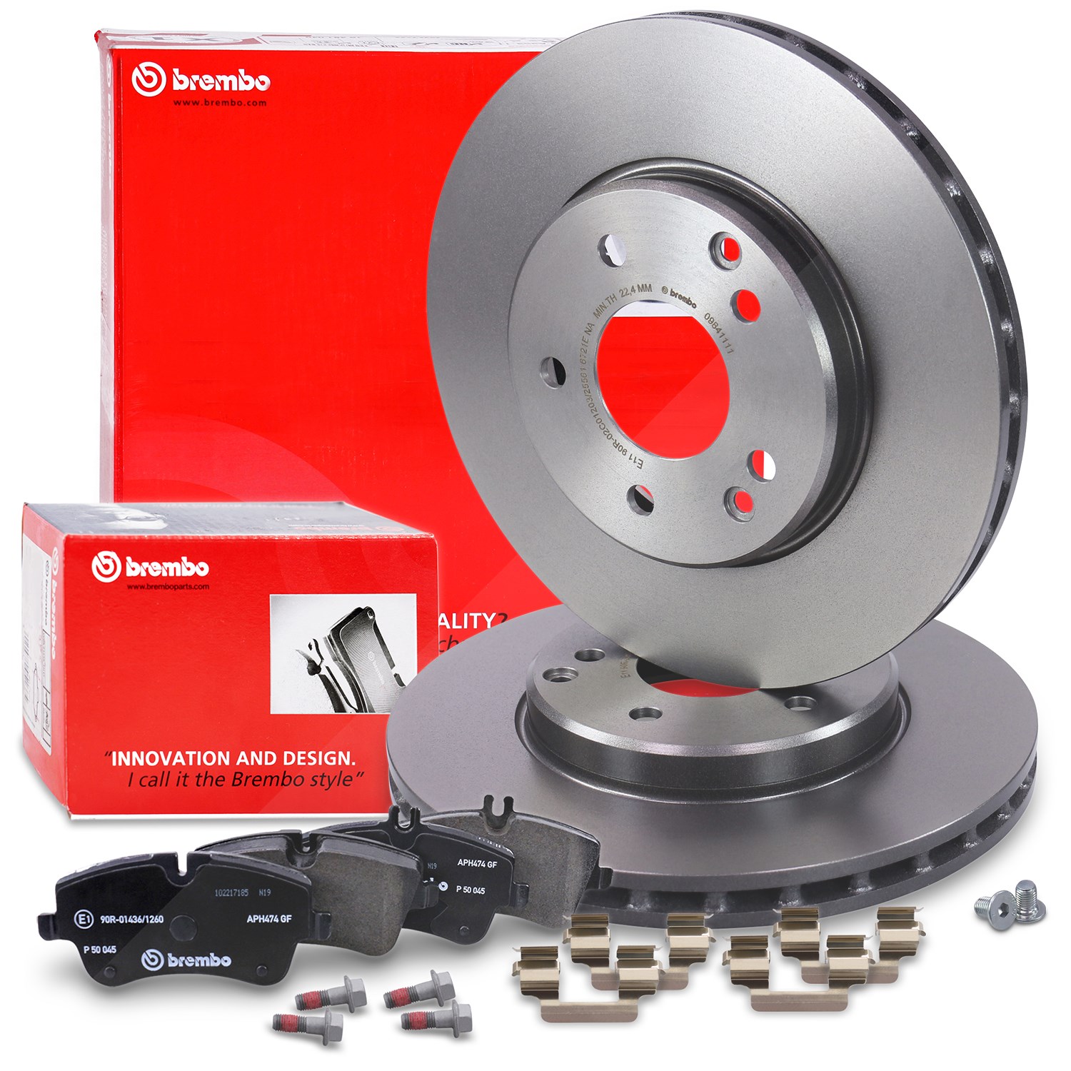 Brembo Bremsscheiben +Bremsbeläge vorne [Hersteller-Nr. 40435191] für Mercedes-Benz