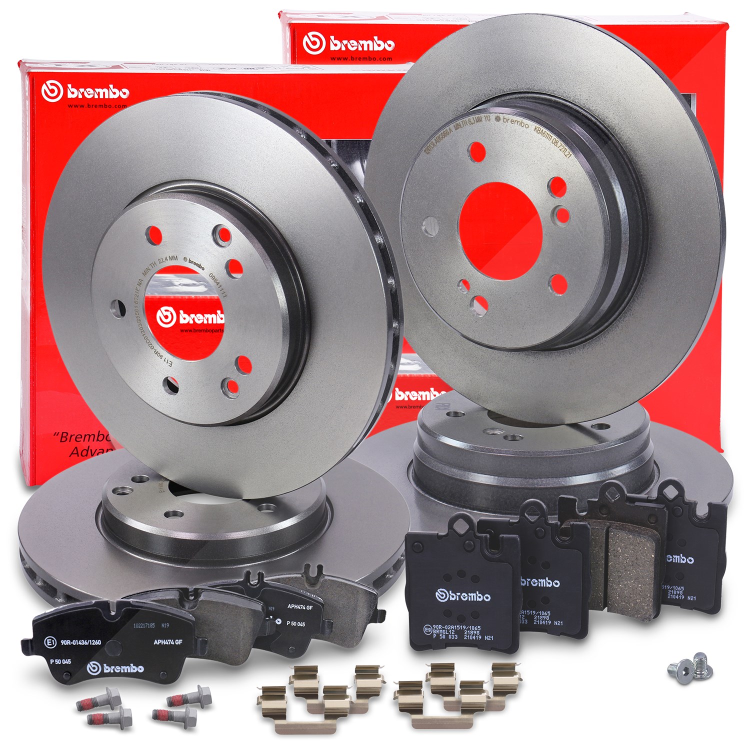 Brembo Bremsscheiben +Bremsbeläge vorne+hinten [Hersteller-Nr. 40435230] für Mercedes-Benz