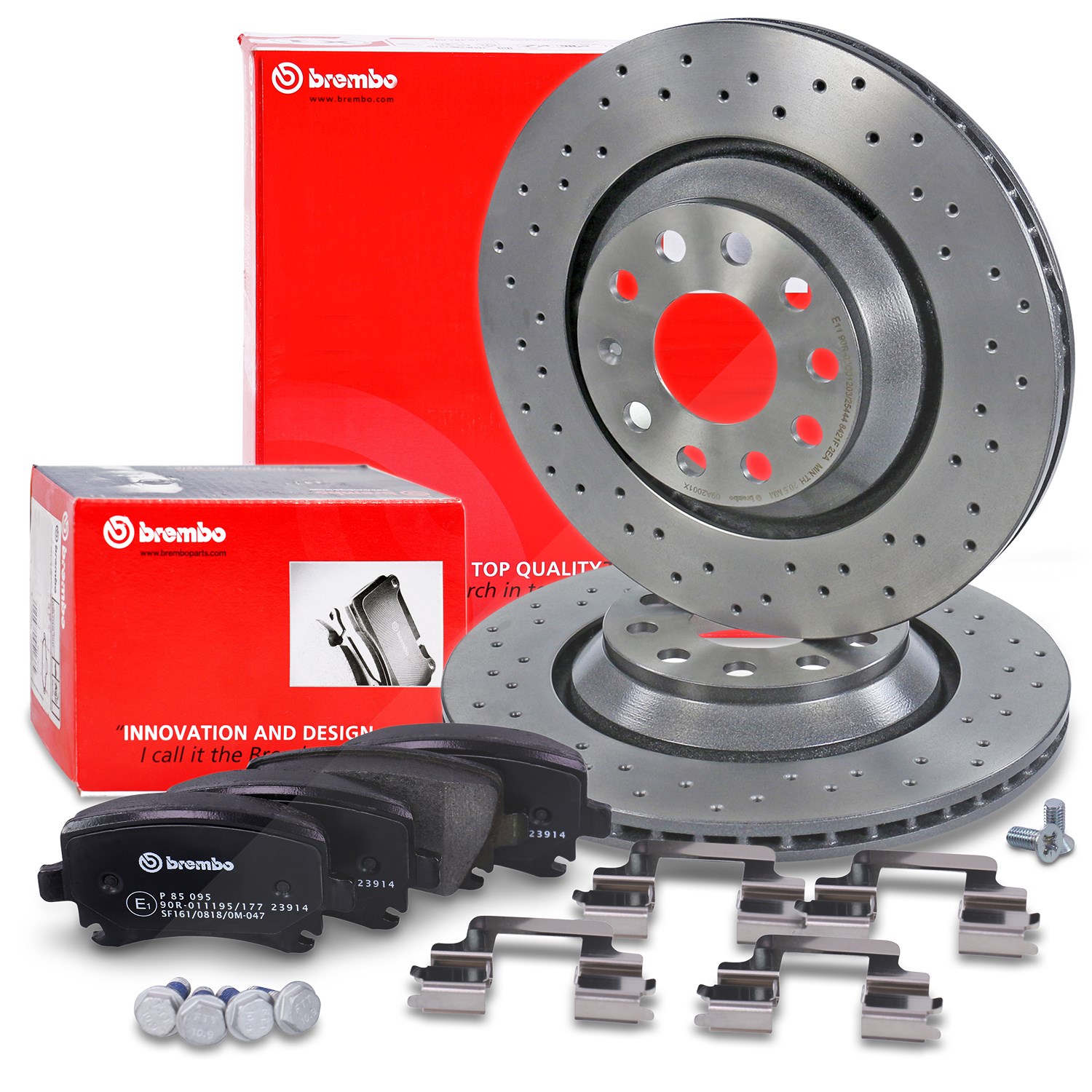 Brembo Bremsscheiben +Bremsbeläge hinten [Hersteller-Nr. 40436715] für Skoda, Audi, Seat, VW