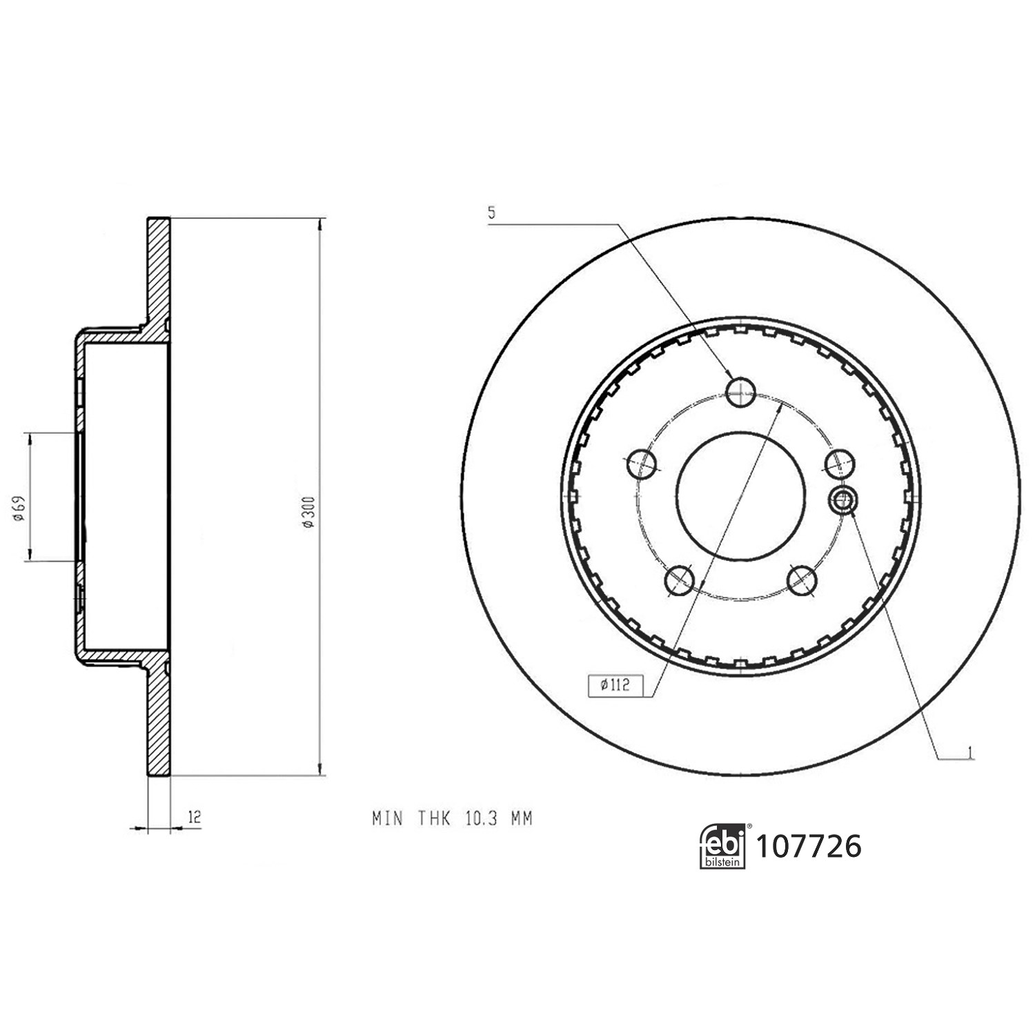 Febi Bilstein Bremsscheibe [Hersteller-Nr. 107726] für Mercedes-Benz