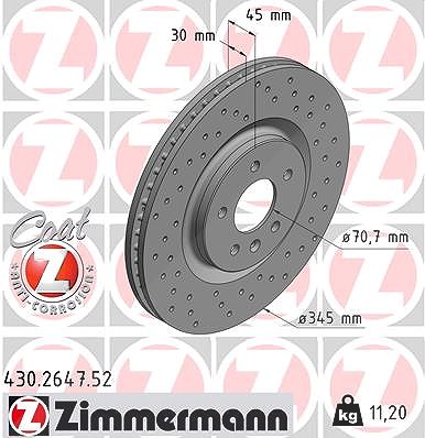 Zimmermann Bremsscheibe [Hersteller-Nr. 430.2647.52] für Vauxhall, Opel