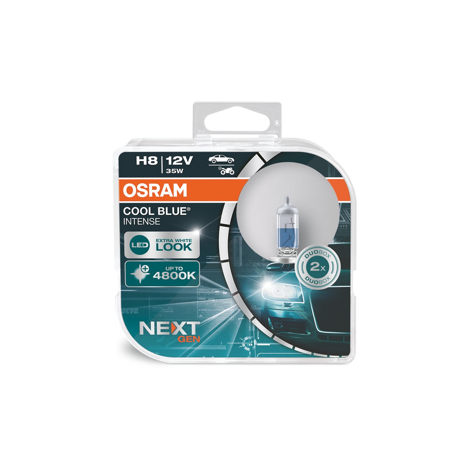 Osram H8 COOL BLUE® INTENSE Glühlampe (Next Gen) Duobox [Hersteller-Nr. 64212CBN-HCB] für Skoda, Hyundai, BMW, Subaru, Mercedes-Benz, Mg, Nissan, Smar