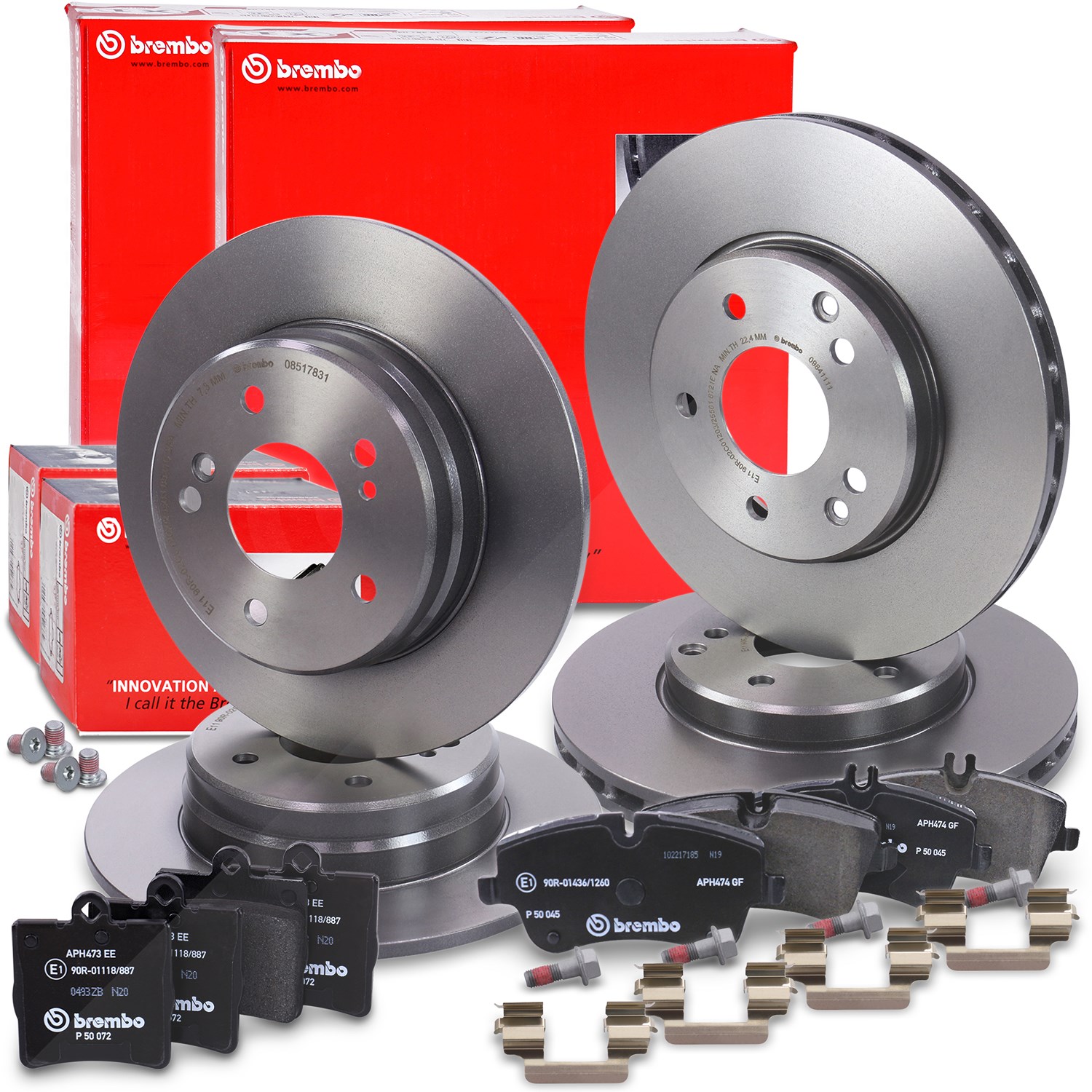 Brembo Bremsscheiben +Bremsbeläge vorne+hinten [Hersteller-Nr. 40435225] für Mercedes-Benz