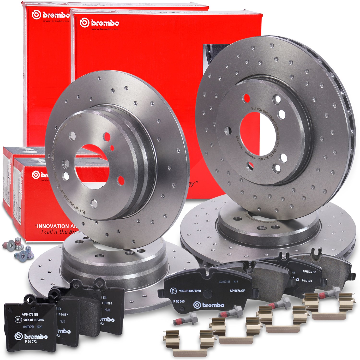 Brembo Bremsscheiben +Bremsbeläge vorne+hinten [Hersteller-Nr. 40436560] für Mercedes-Benz