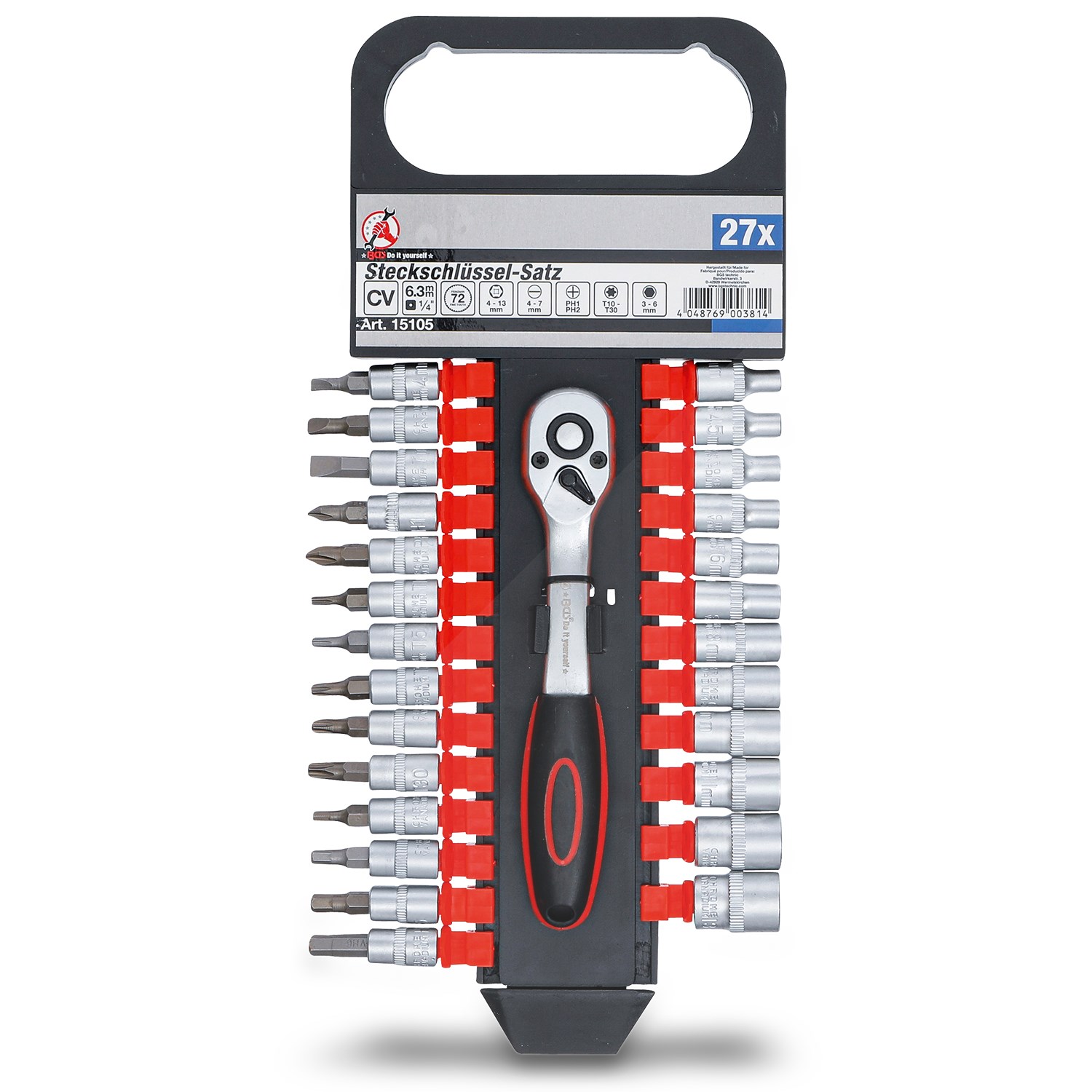 Bgs Do It Yourself Steckschlüsselsatz 27-tlg. 6,3mm (1/4) SW 4 - 13mm [Hersteller-Nr. 15105]