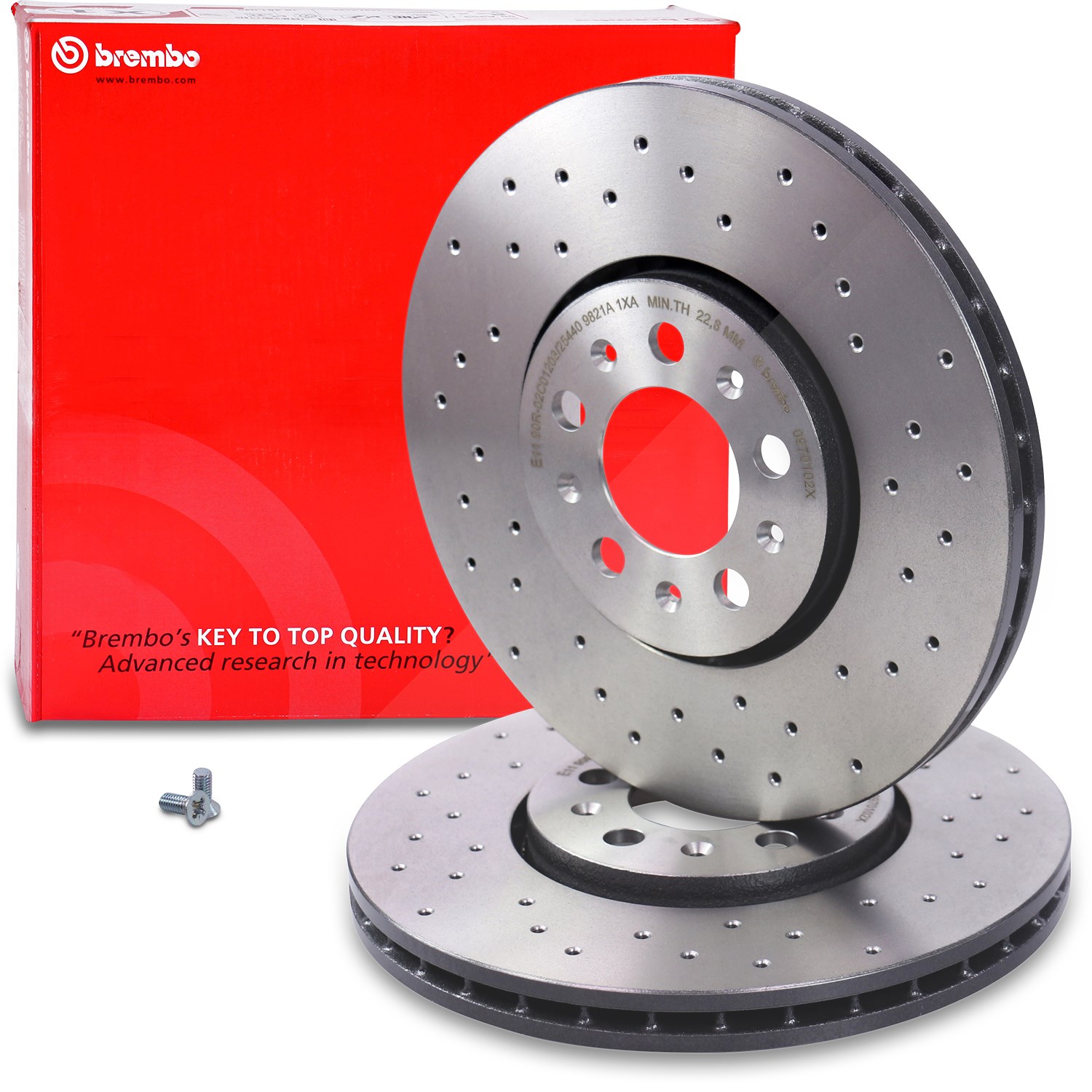 Brembo Bremsscheibe belüftet gelocht vorne [Hersteller-Nr. 09.7010.2X] für Seat, VW, Skoda, Audi