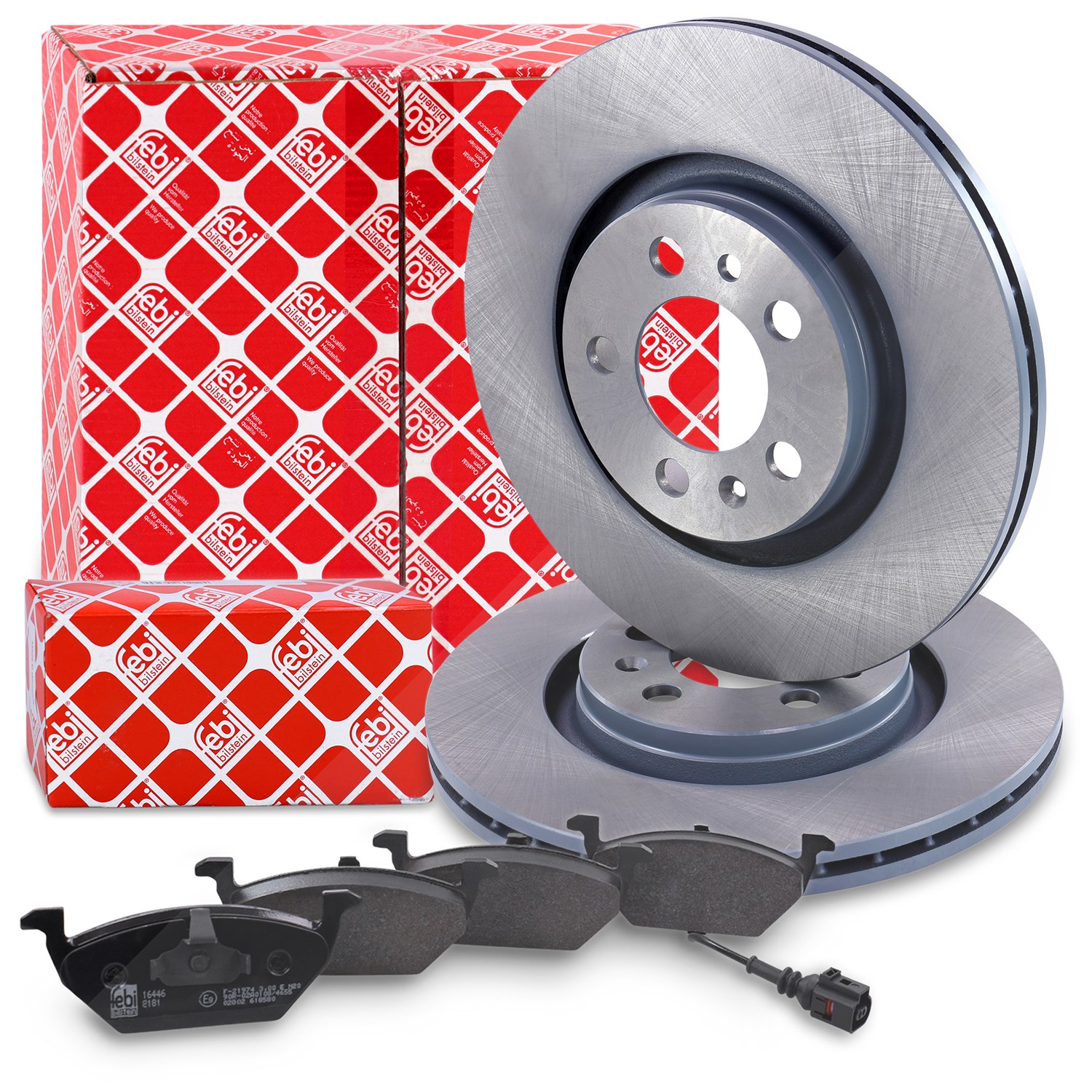 Febi Bilstein Bremsscheibe +Bremsbeläge vorne [Hersteller-Nr. 40438495] für Skoda, VW, Seat, Audi