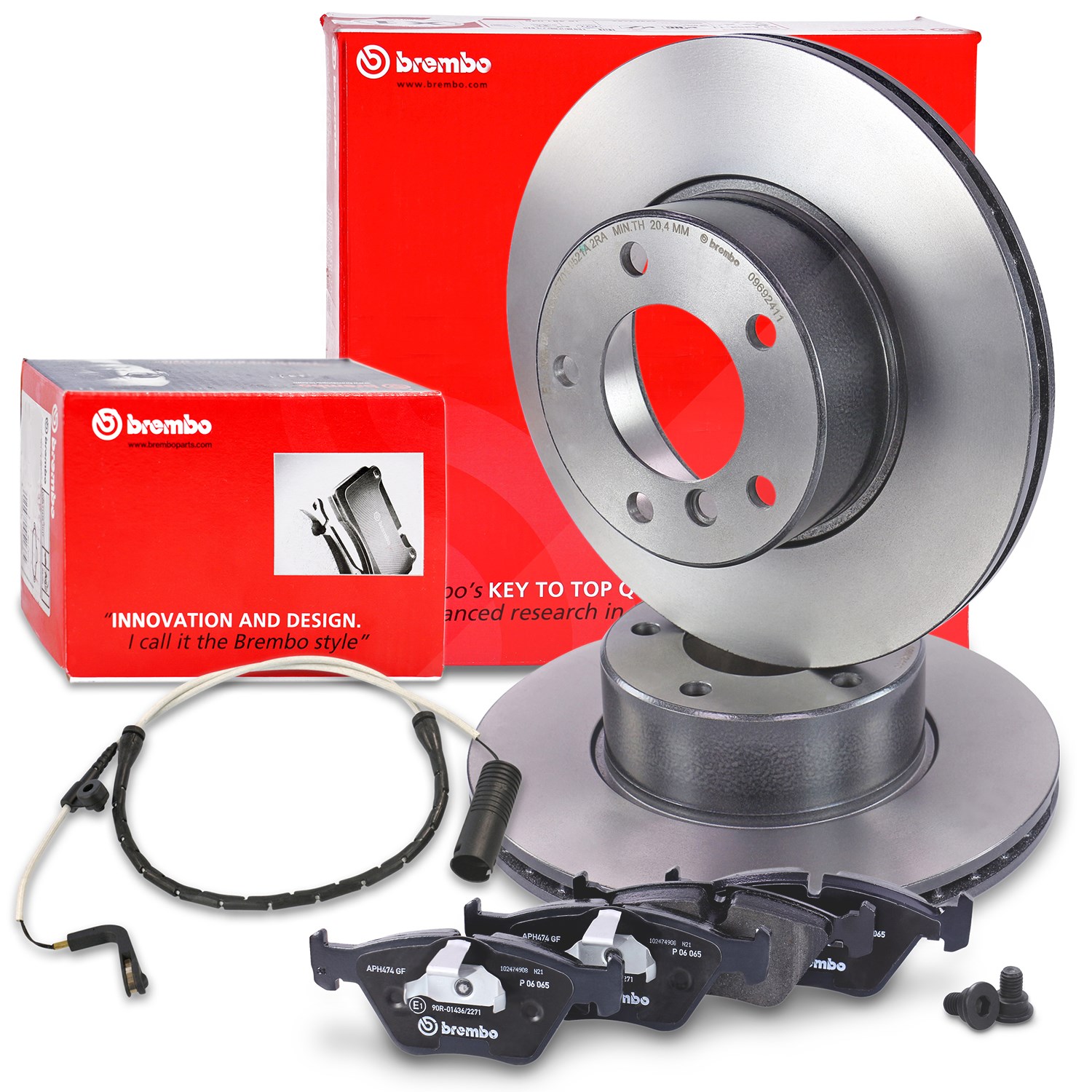 Brembo Bremsscheiben +Bremsbeläge +Warnkontakt vorne [Hersteller-Nr. 40437051] für BMW