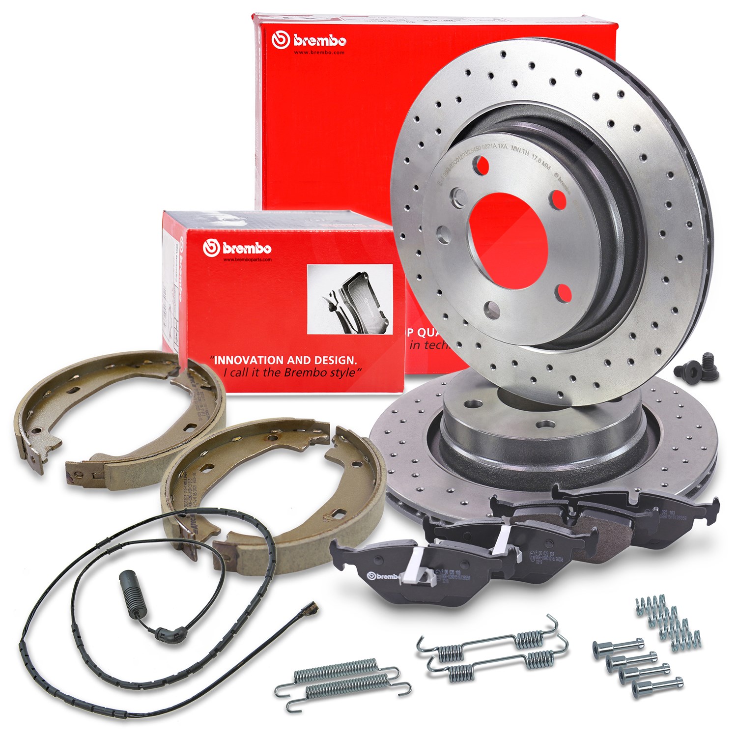 Brembo Bremsscheiben +Bremsbeläge +Handbremse hinten [Hersteller-Nr. 40438242] für BMW