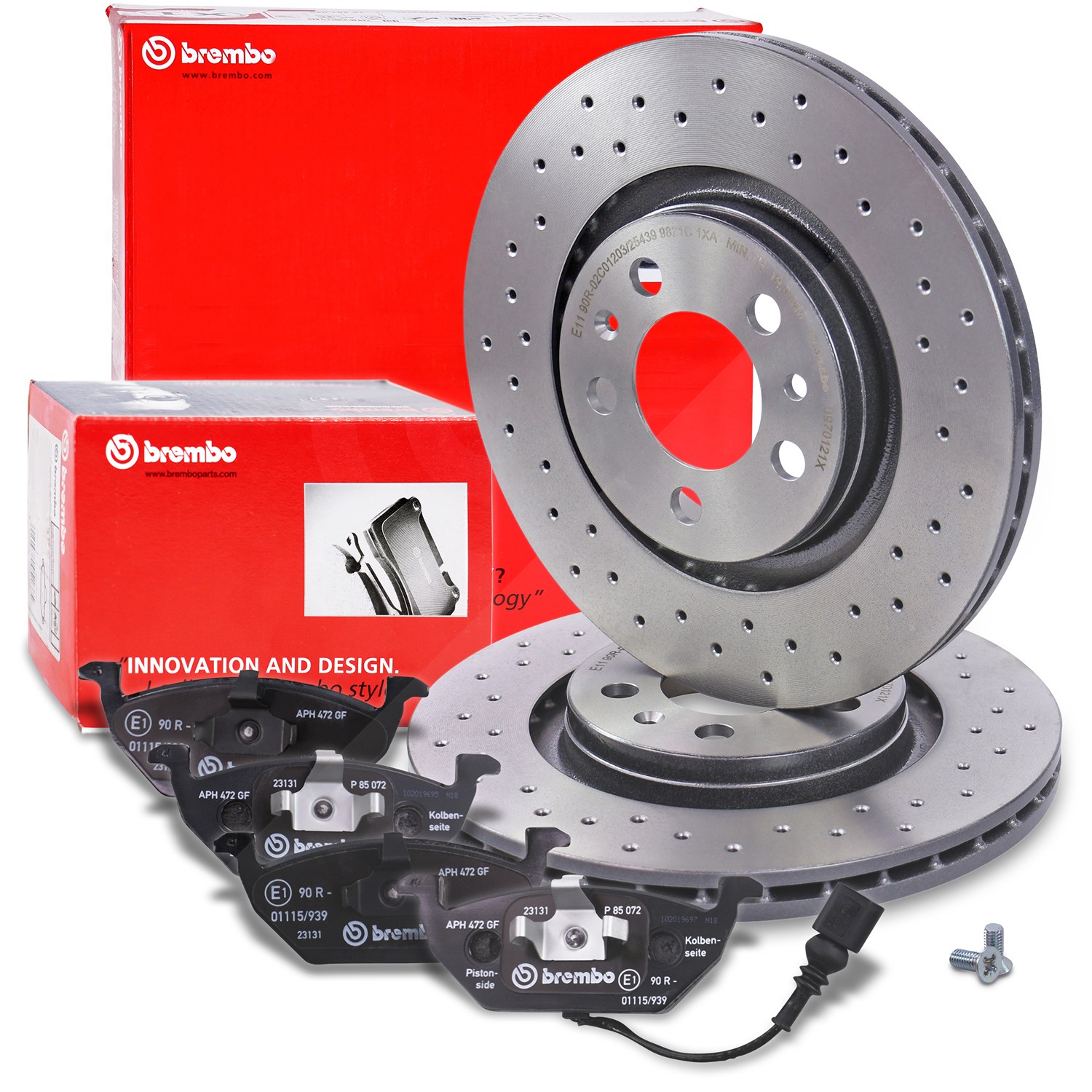 Brembo Bremsscheiben + Bremsbeläge mit VWK vorne [Hersteller-Nr. 40438476] für VW, Skoda, Audi, Seat