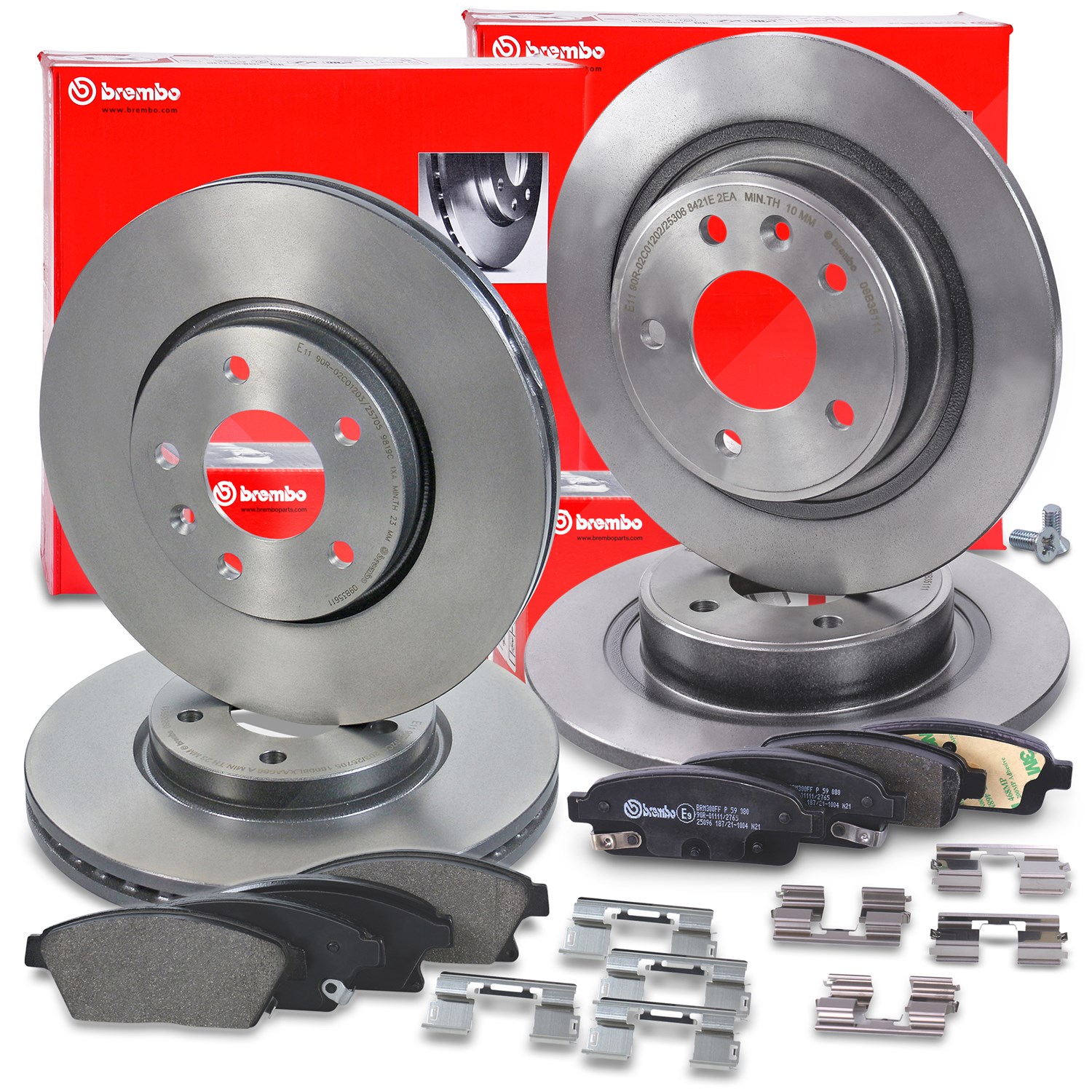 Brembo Bremsscheiben +Bremsbeläge vorne+hinten [Hersteller-Nr. 40438547] für Chevrolet, Opel, Vauxhall