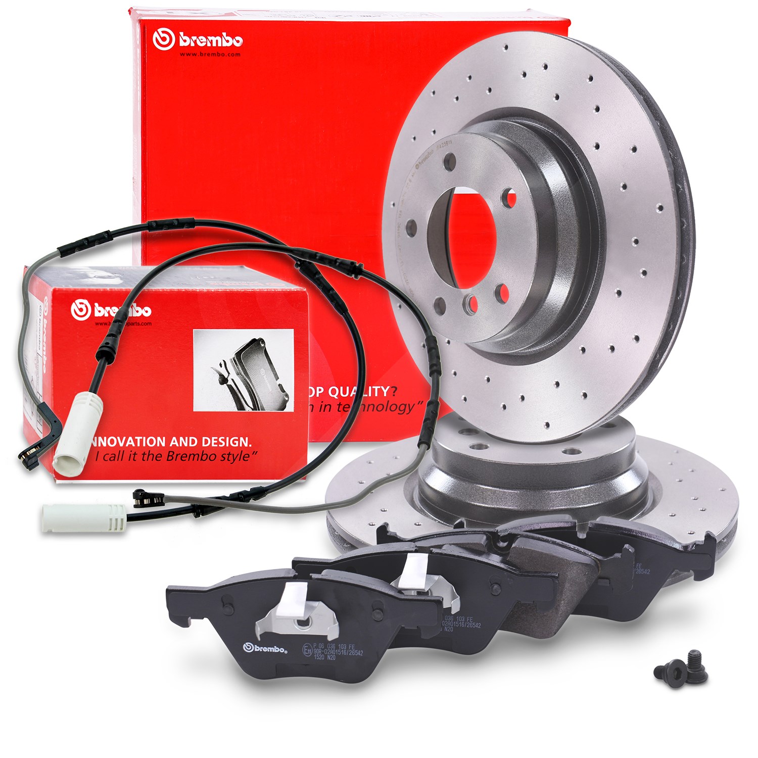 Brembo Bremsscheiben +Beläge +Warnkontakt vorne [Hersteller-Nr. 40438675] für BMW