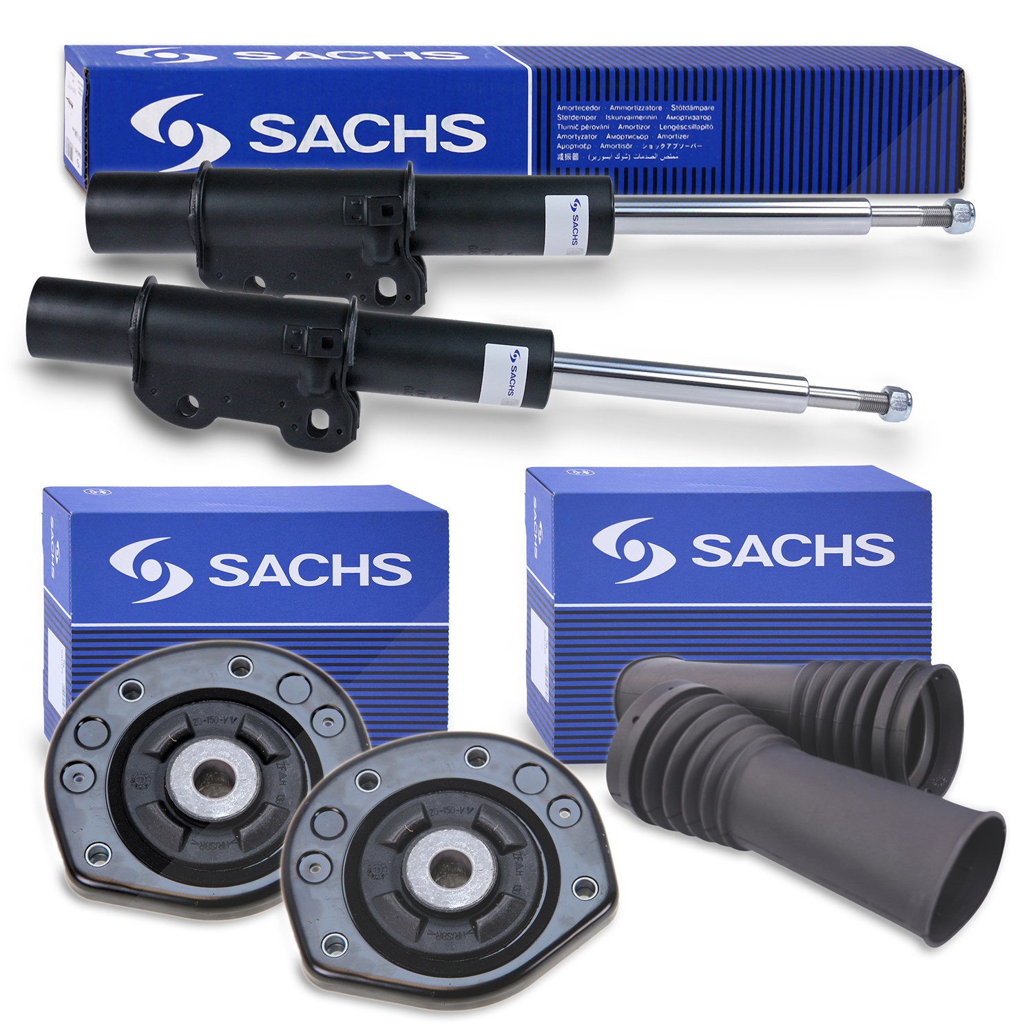 Sachs 2x Stoßdämpfer +Domlager +Staubschutz vorne [Hersteller-Nr. 40438444] für VW, Mercedes-Benz