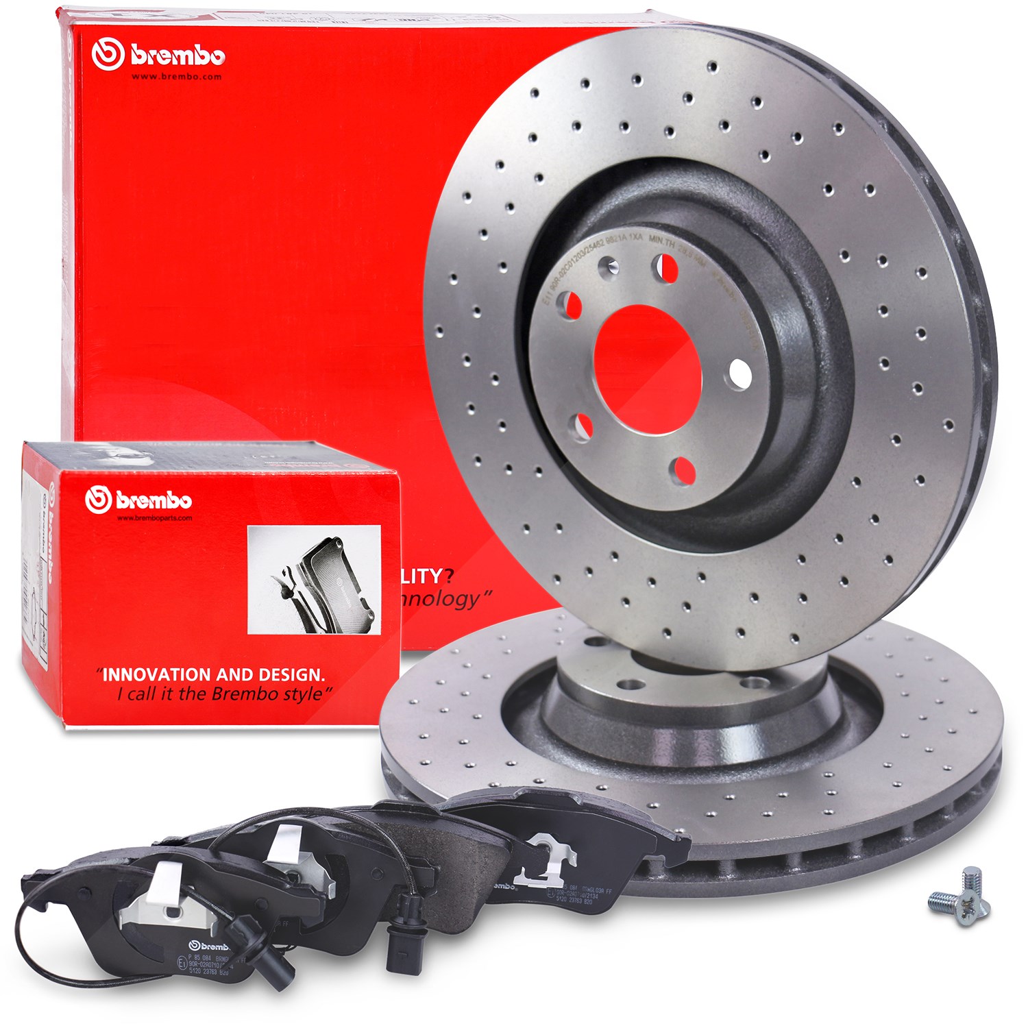 Brembo Bremsscheiben +Bremsbeläge mit VWK vorne [Hersteller-Nr. 40438372] für Audi