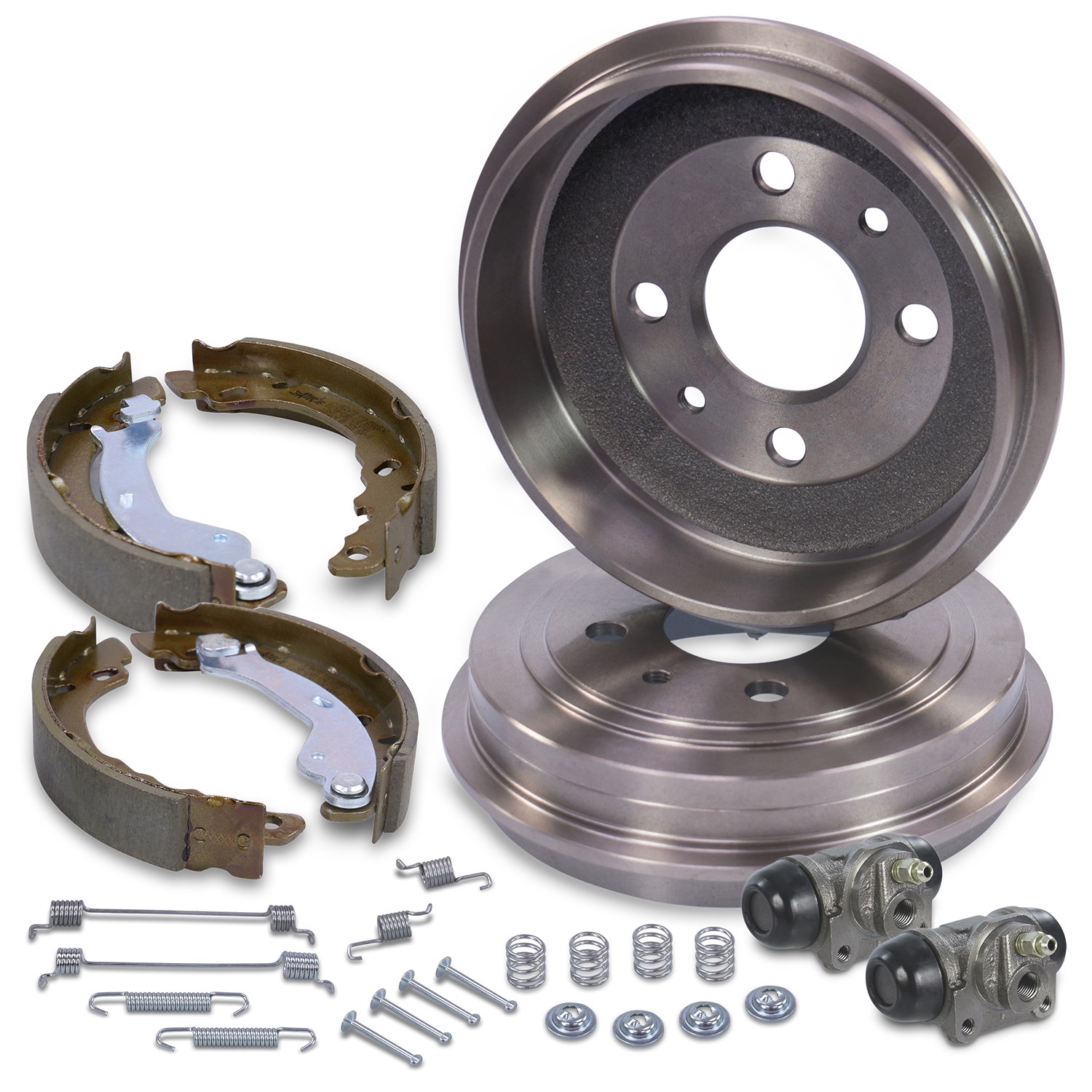 Bestprice 2x Bremstrommel+Backen+Zylinder+Zubehör [Hersteller-Nr. 40438494] für Ford, Fiat
