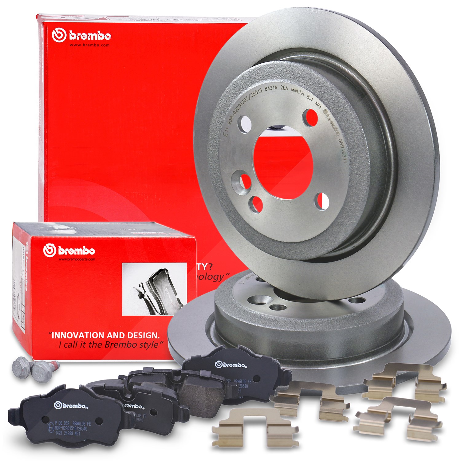 Brembo Bremsscheiben +Bremsbeläge hinten [Hersteller-Nr. 40438527] für Mini